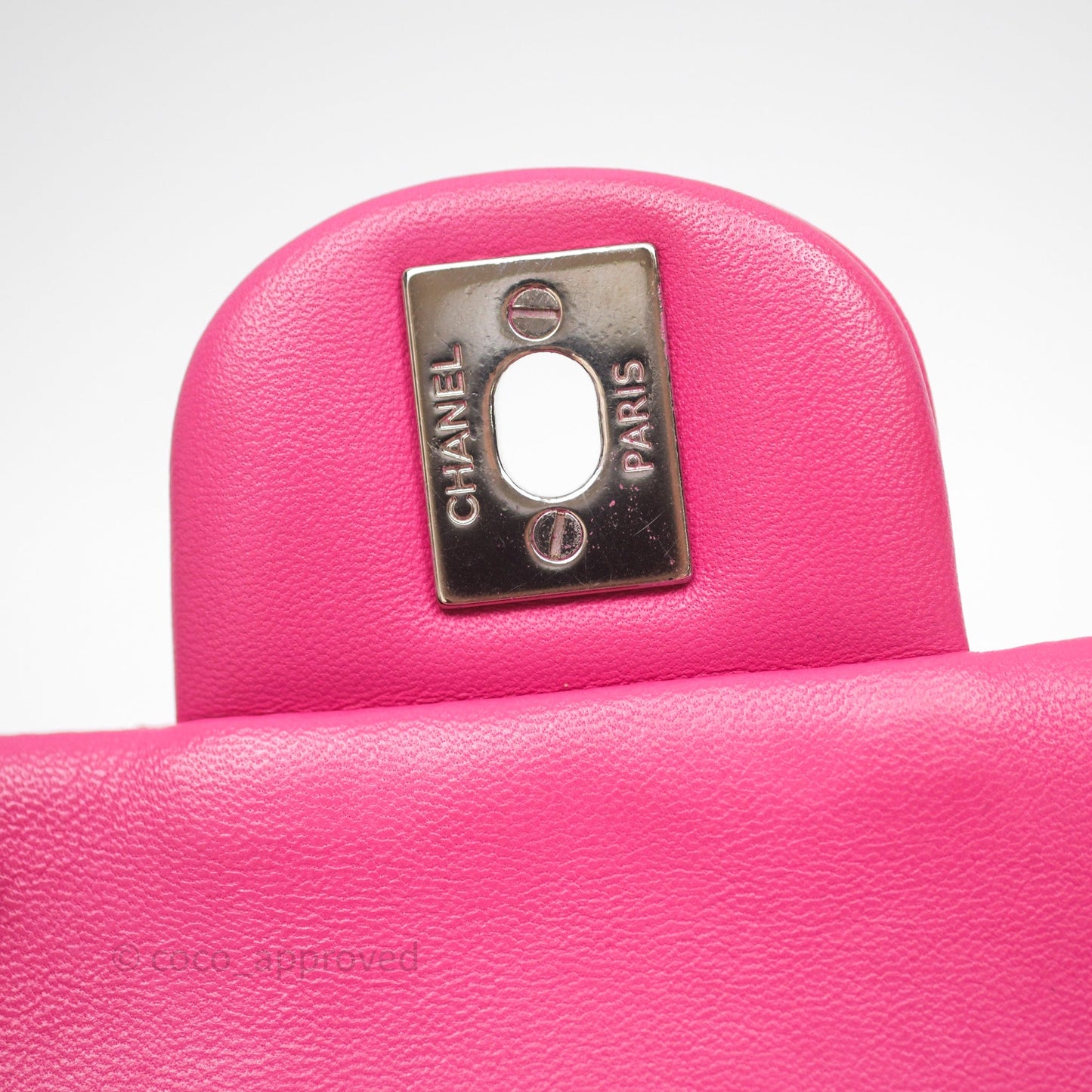 Chanel Mini Rectangular Quilted Dark Pink Lambskin Silver Hardware