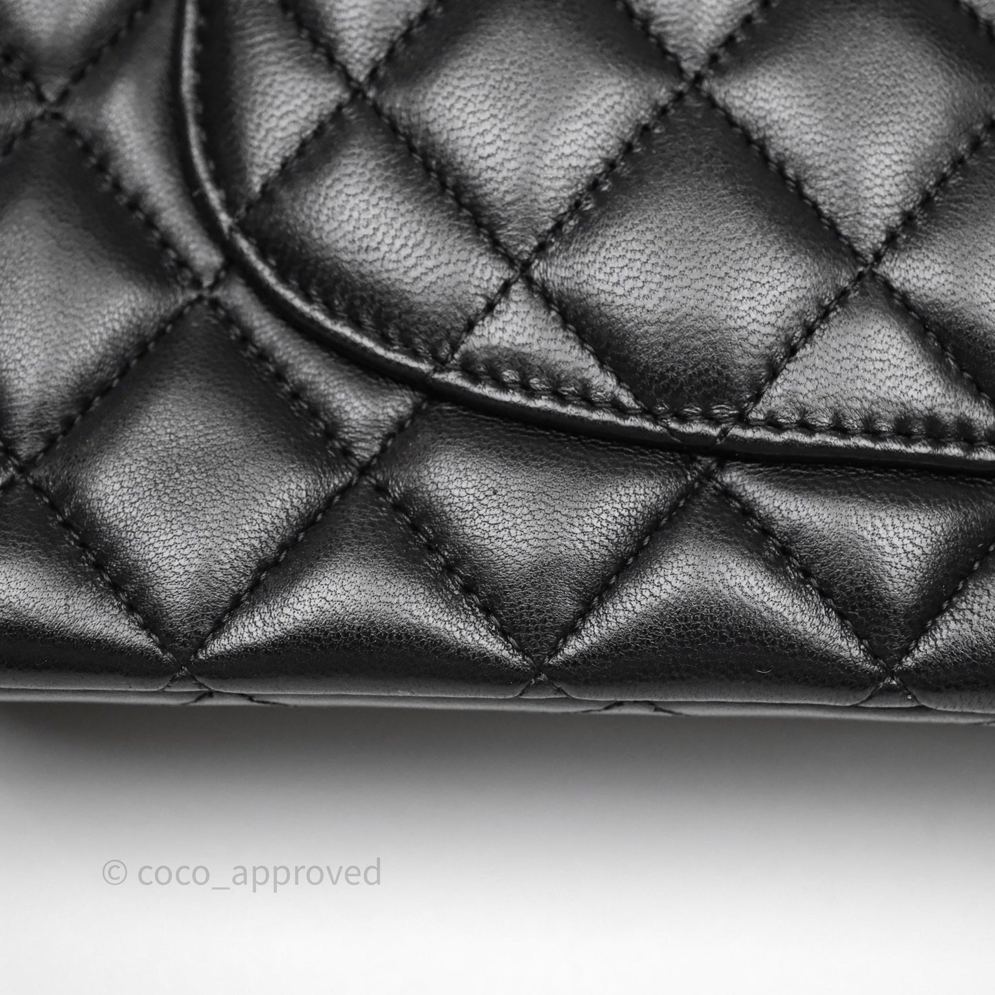 Chanel Classic M/L Medium Flap Quilted Black Lambskin Silver Hardware