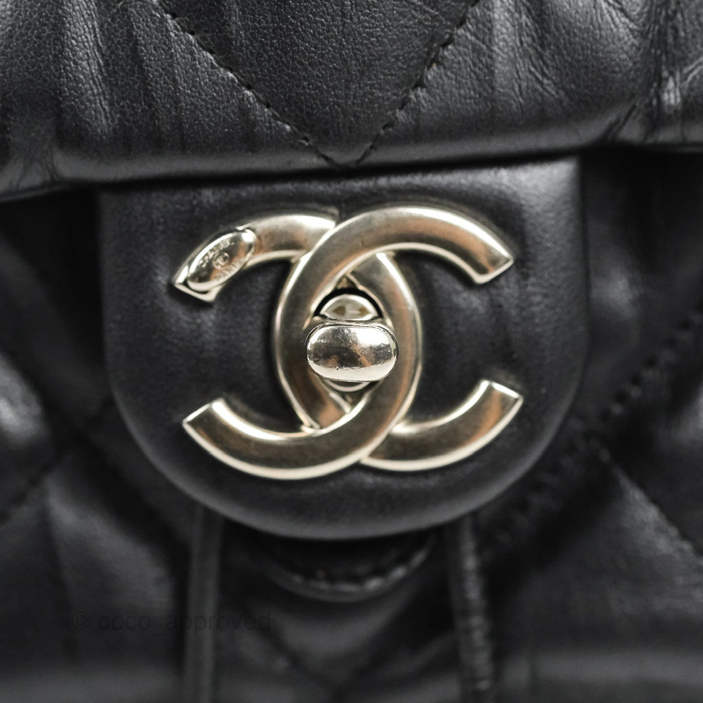 Chanel Ground Control Flap Backpack Quilted Iridescent Dark Grey Aged Calfskin Silver Hardware