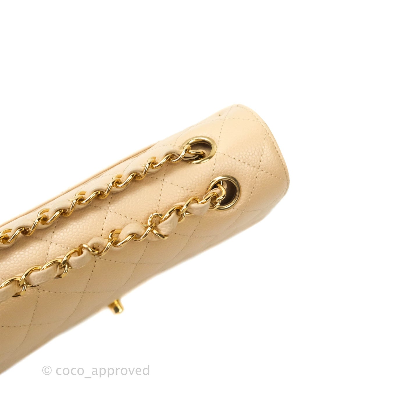 Chanel M/L Medium Double Flap Bag Beige Caviar Gold Hardware