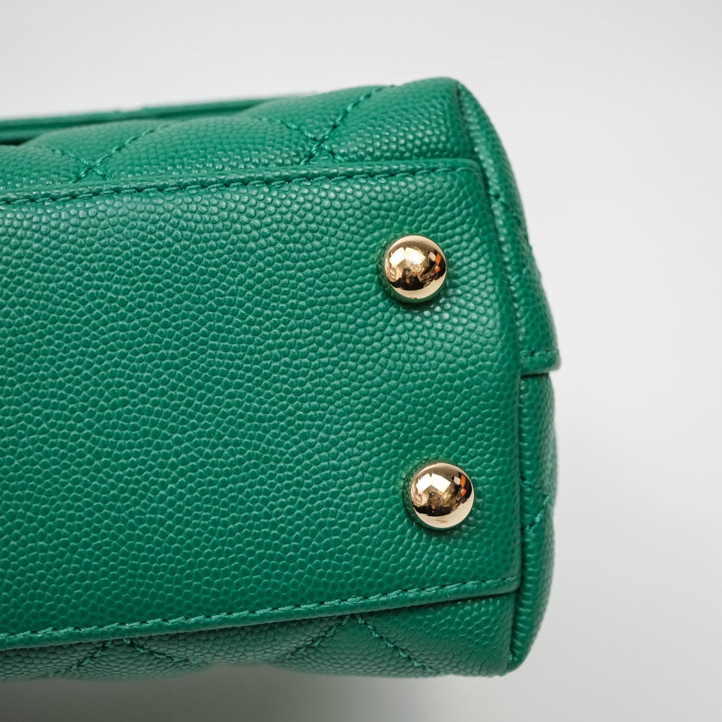 Chanel Mini Coco Handle Quilted Green Caviar Gold Hardware