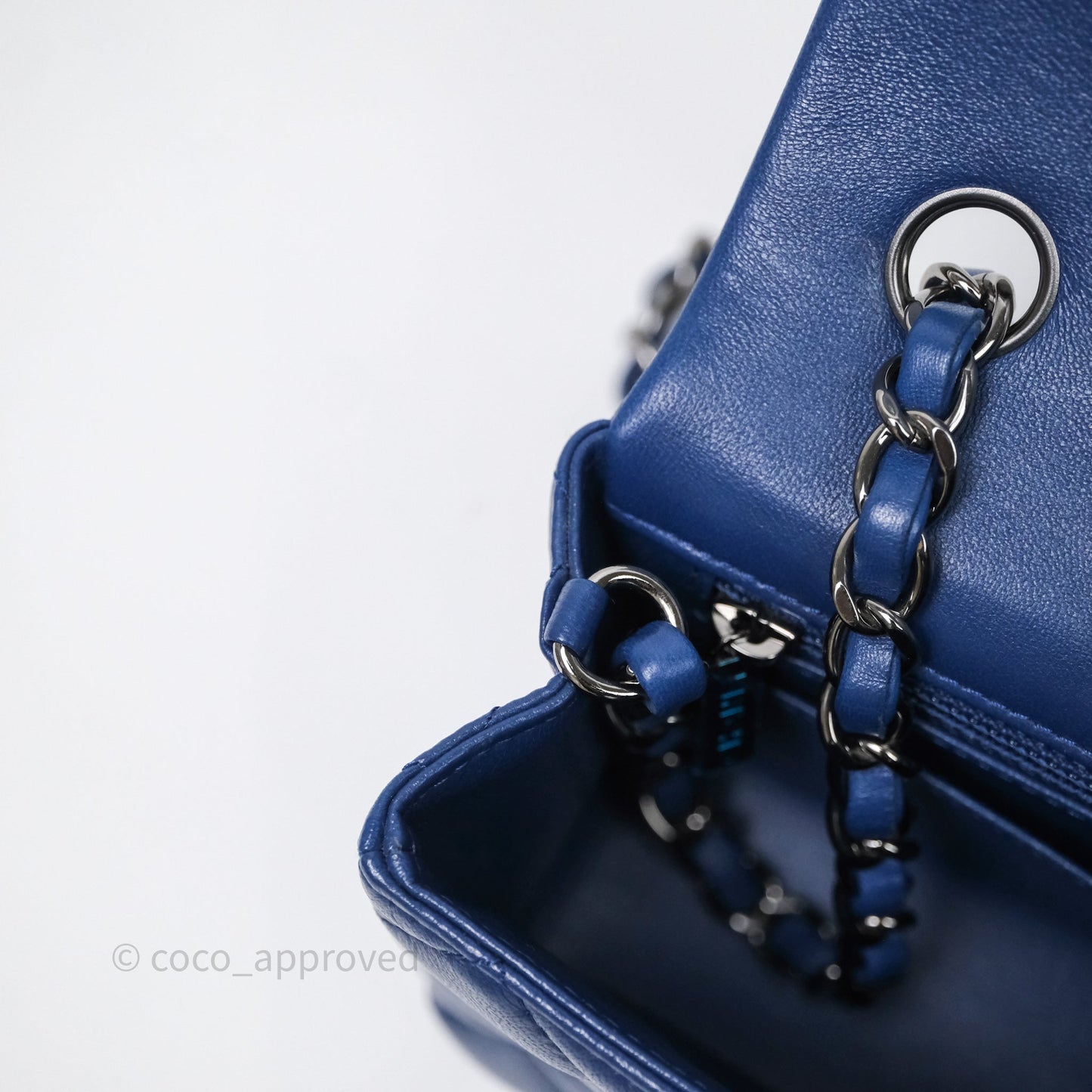 Chanel Mini Rectangular Flap Quilted Navy Lambskin Silver Hardware