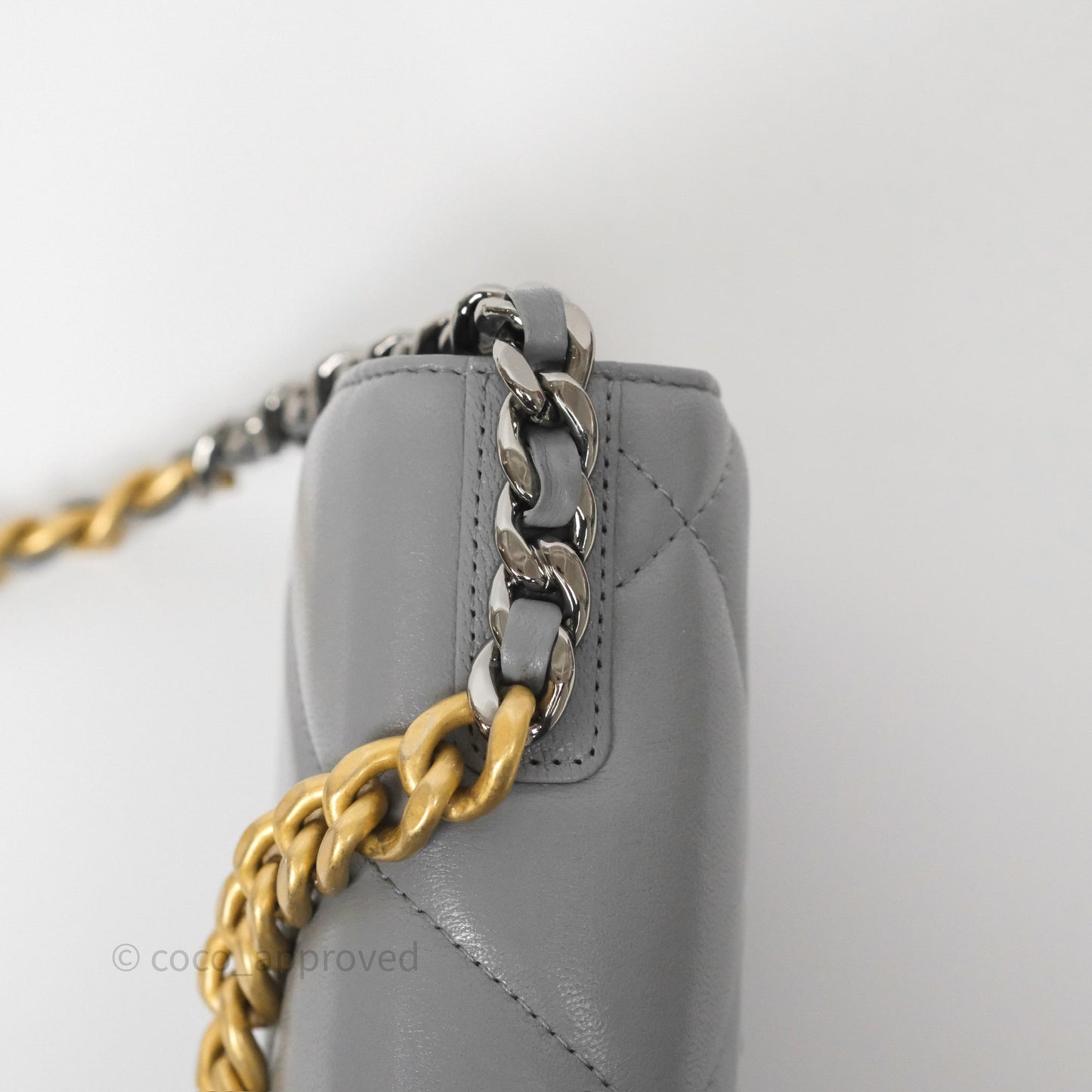 Chanel 19 Wallet on Chain WOC Grey Lambskin Mixed Hardware
