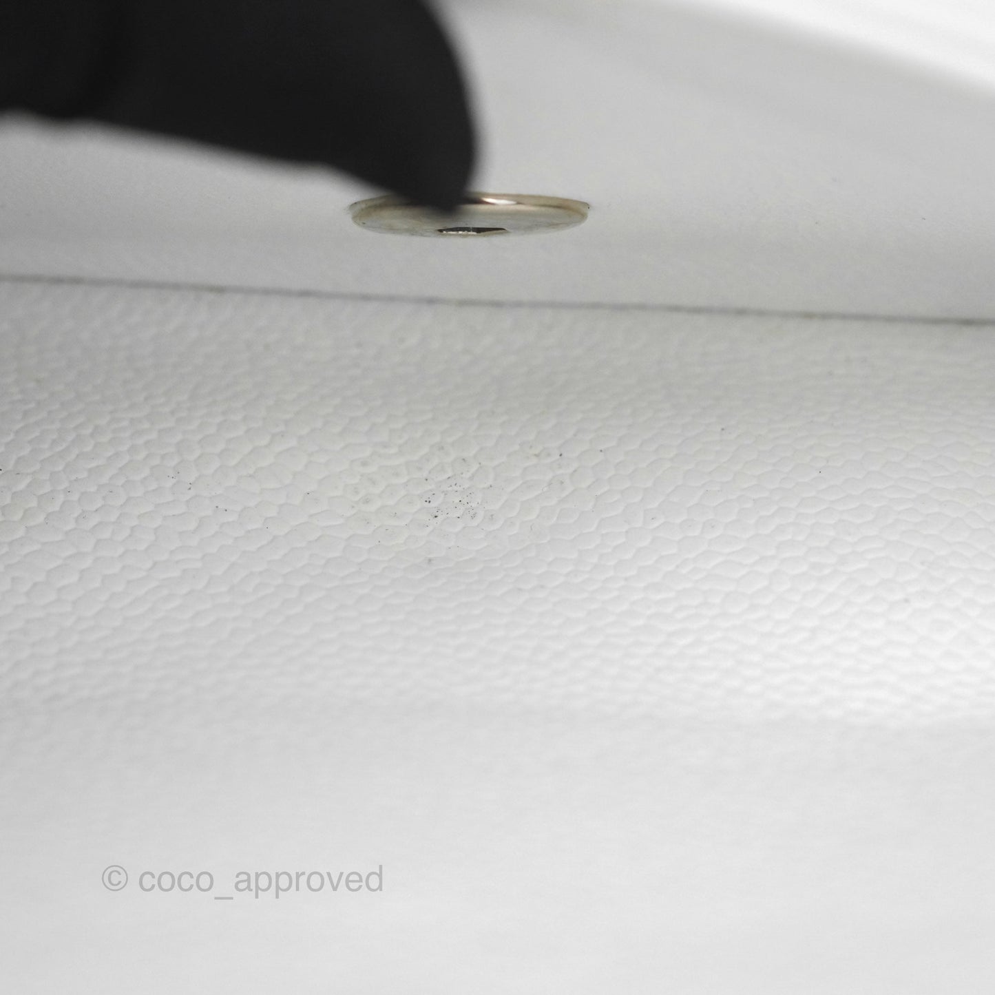 Chanel Classic M/L Medium Double Flap White Caviar Silver Hardware