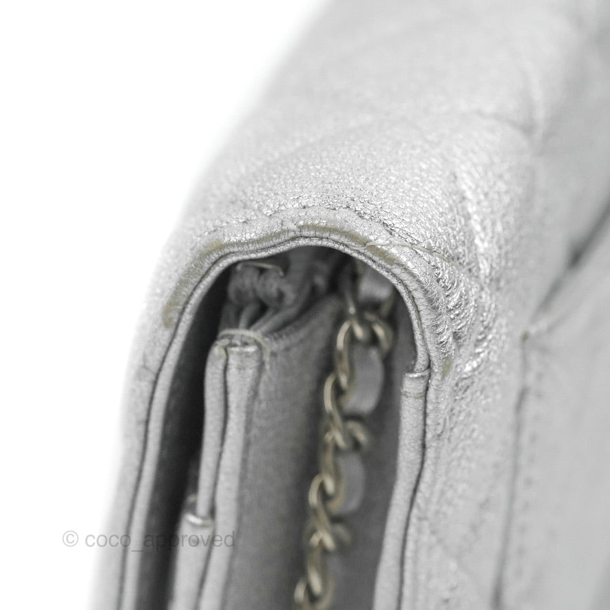 Chanel Quilted Wallet on Chain WOC Silver Lambskin Silver Hardware