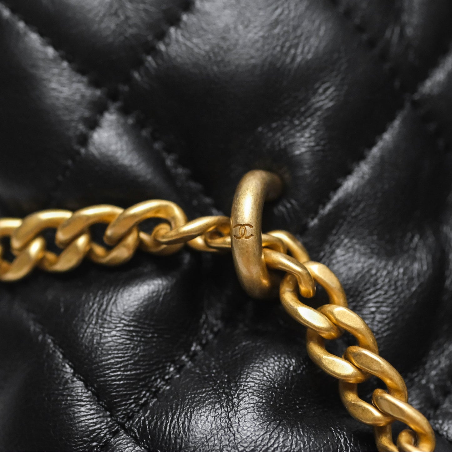 Chanel Enamel CC Bucket Bag Black Lambskin Gold Hardware 22P