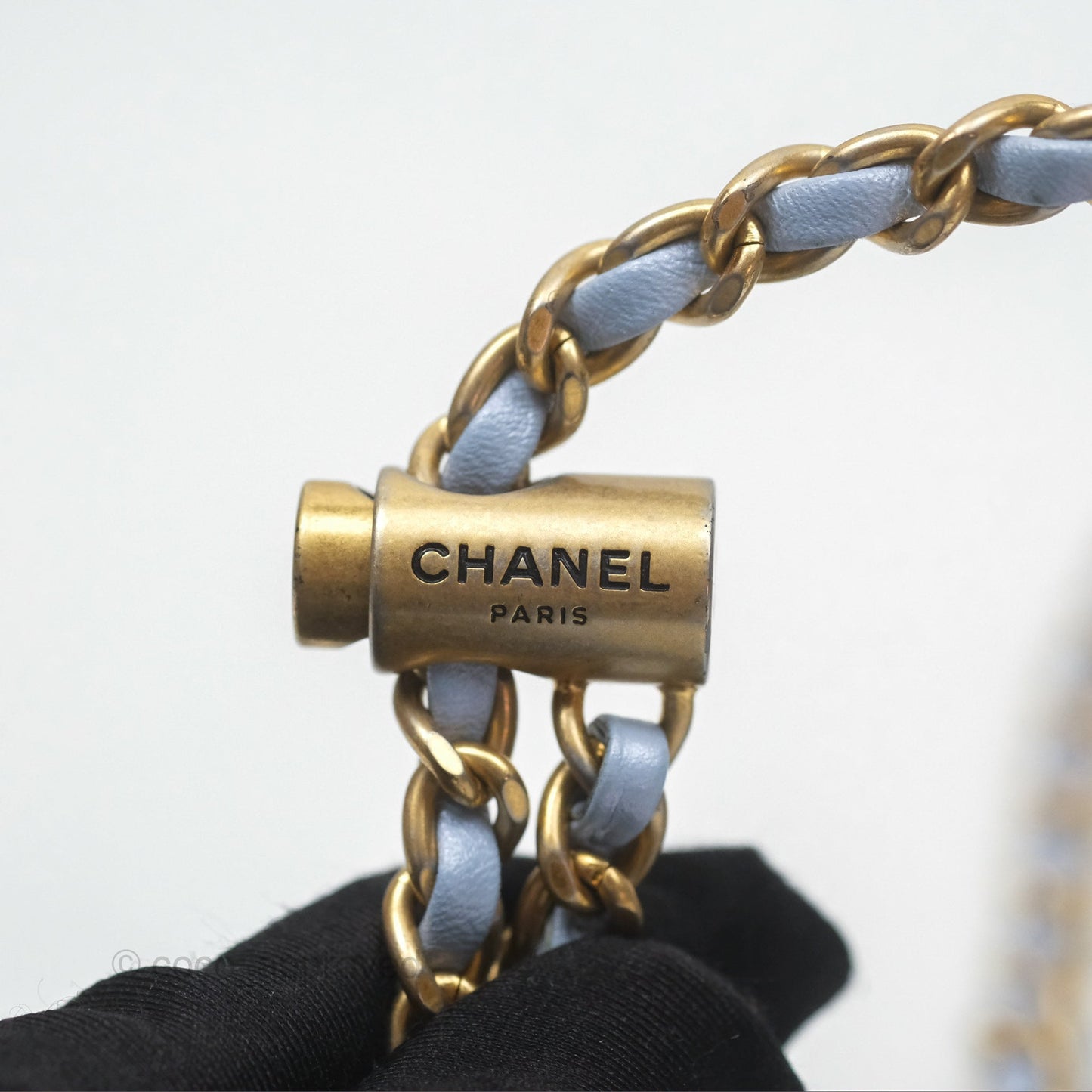 Chanel Quilted My Perfect Mini Iridescent Blue Caviar Aged Gold Hardware