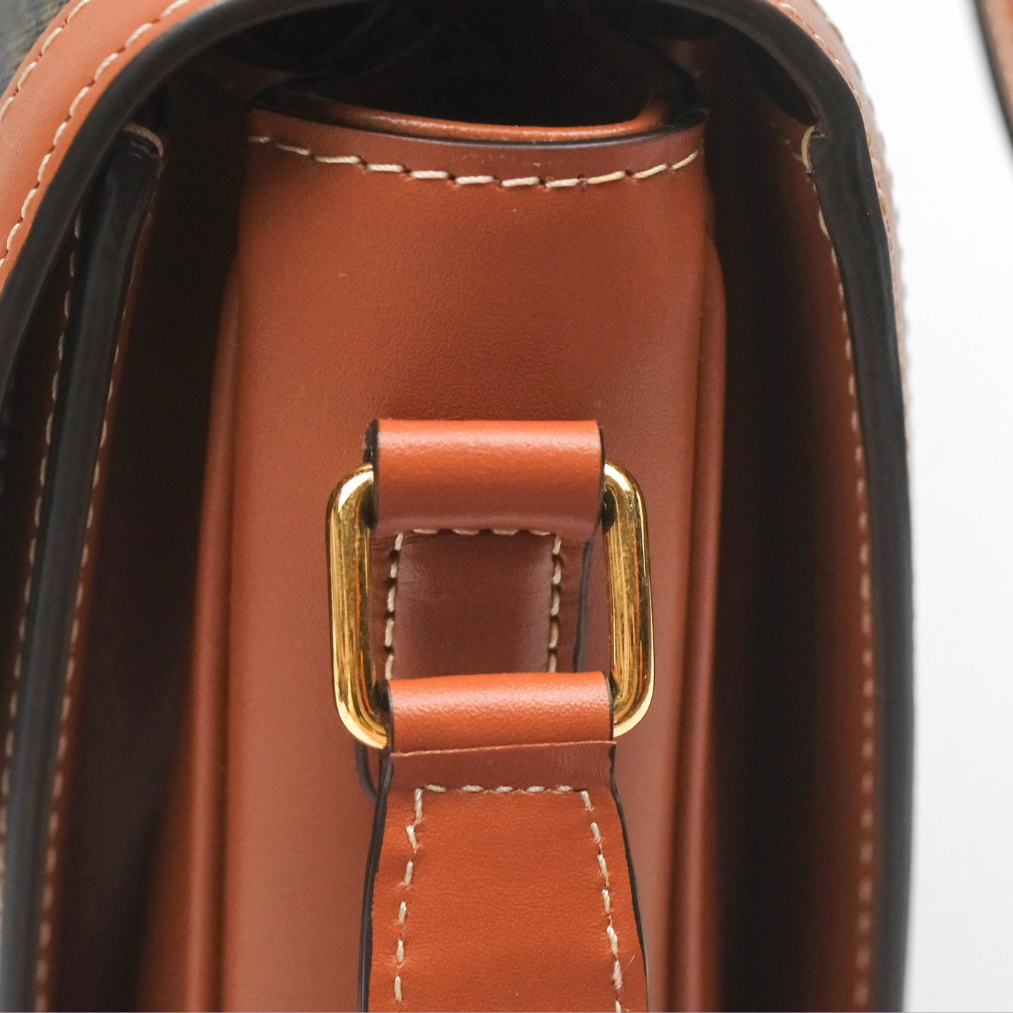 Celine Medium Triomphe Bag Triomphe Canvas Tan Calfskin