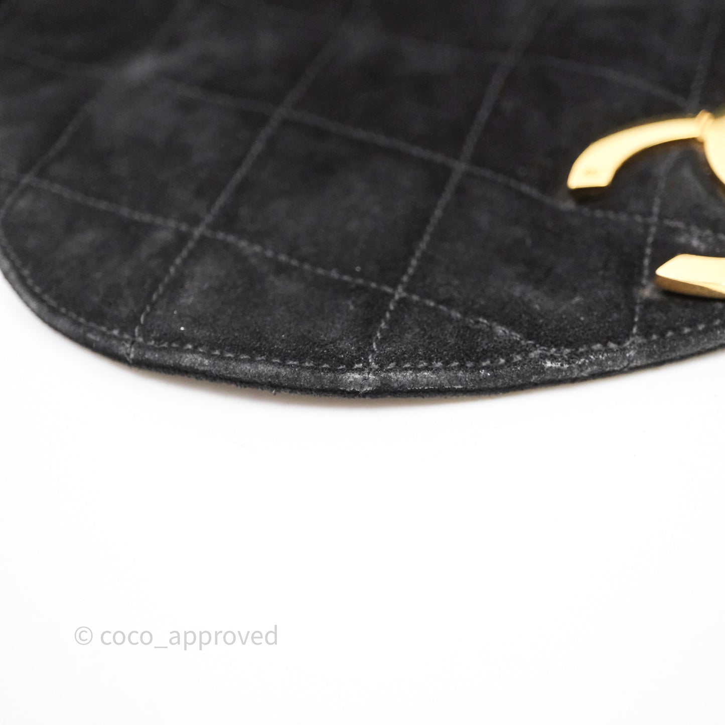 Chanel Vintage Quilted Suede CC Backpack Black Gold Hardware