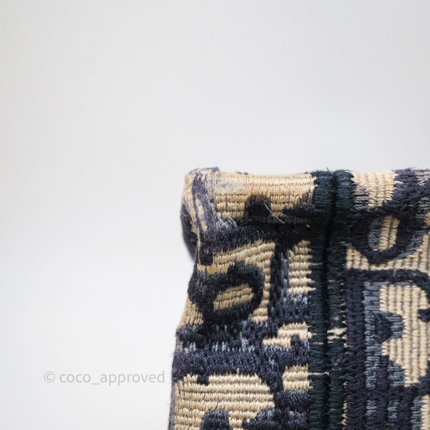 Christian Dior Medium Blue (Old Small) Dior Oblique Embroidery Canvas Book Tote