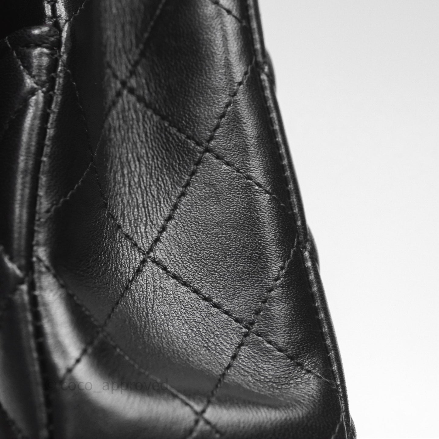 Chanel Classic M/L Medium Flap Quilted Black Lambskin Silver Hardware
