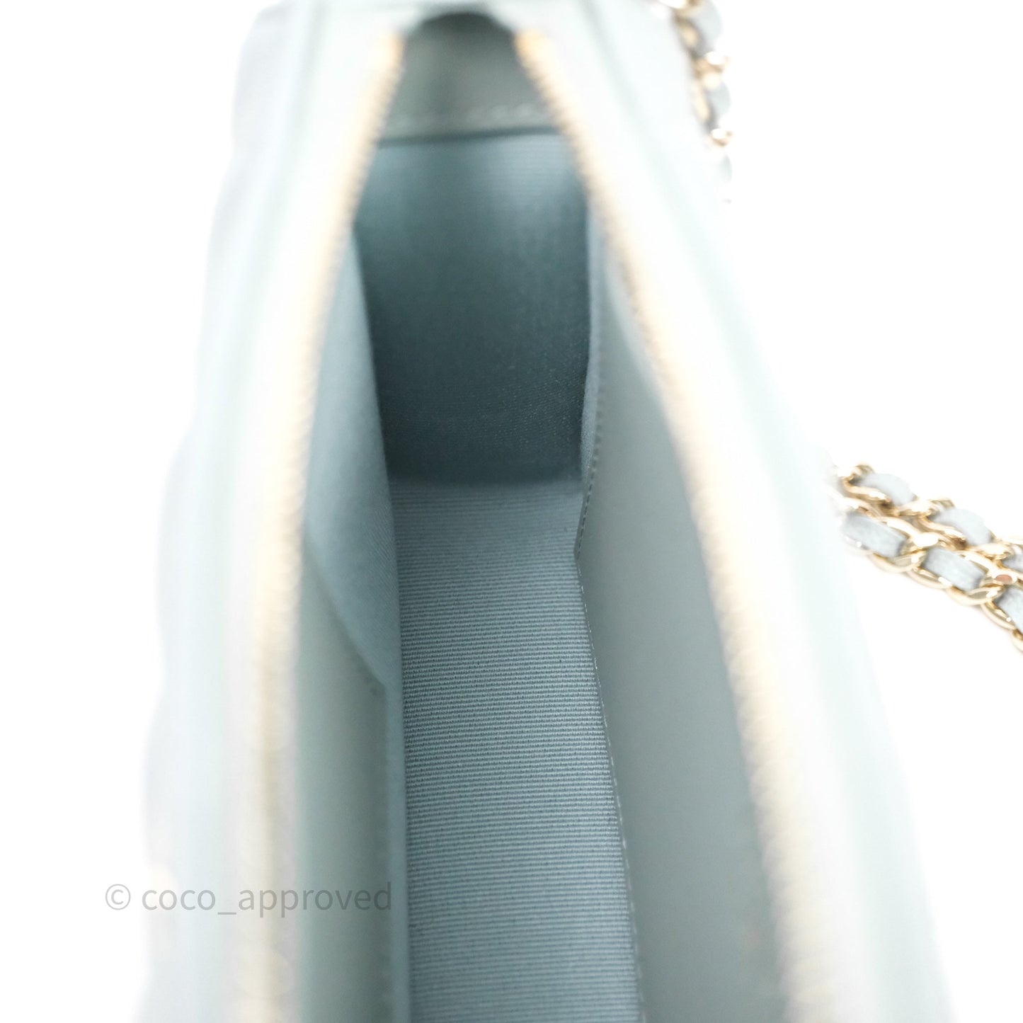 Chanel Clutch on Chain Tiffany Green Caviar Gold Hardware