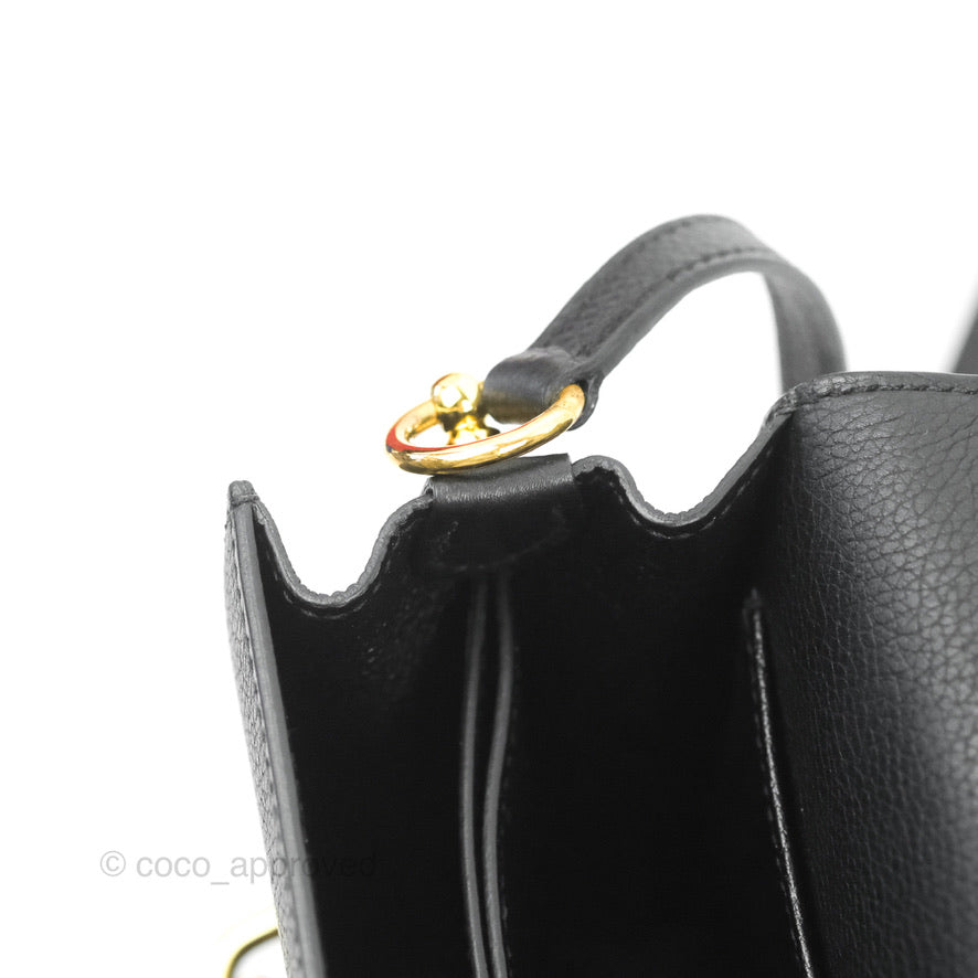 Hermès Roulis Mini 18 Black Clemence Gold Hardware