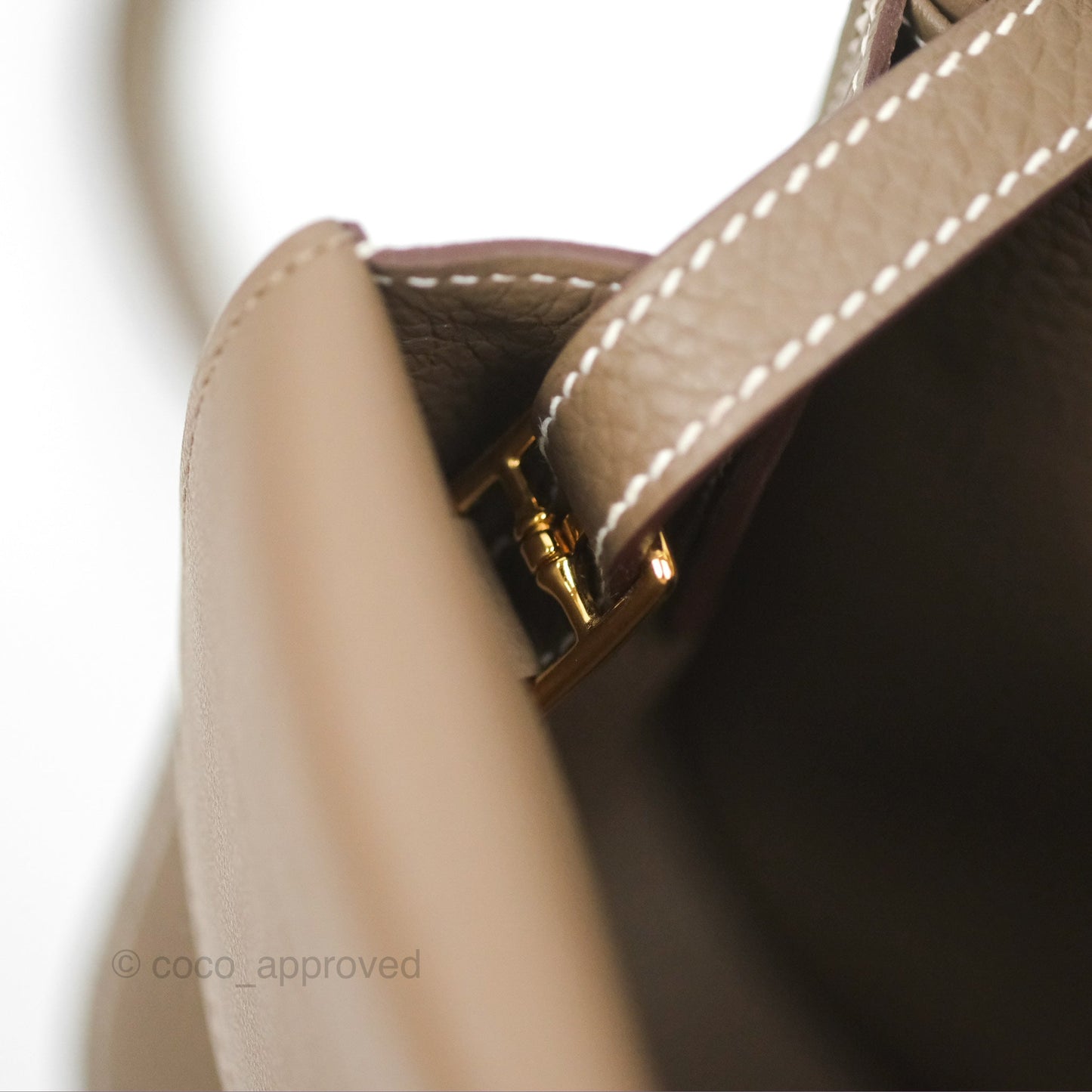 Hermès Halzan 25 Etoupe Clemence Gold Hardware