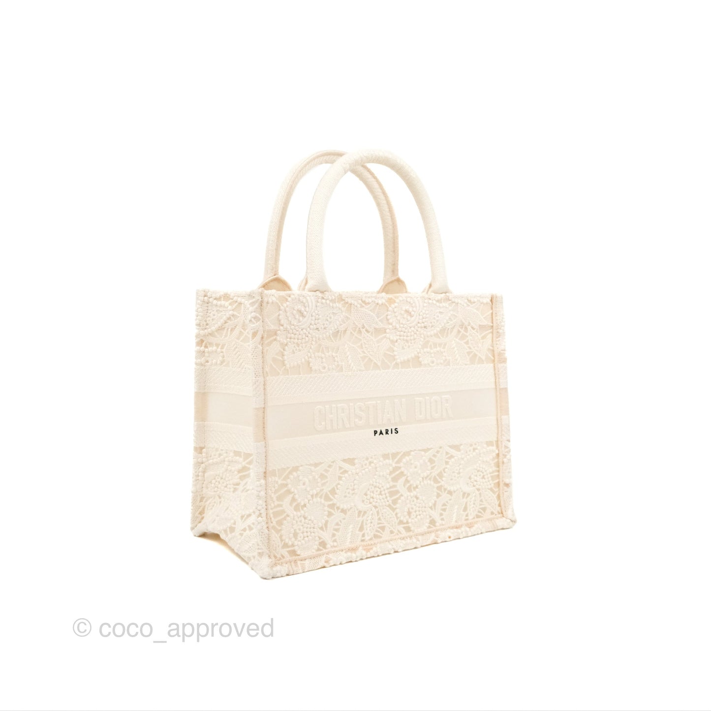 Dior Small Book Tote Natural Macramé-Effect Embroidery