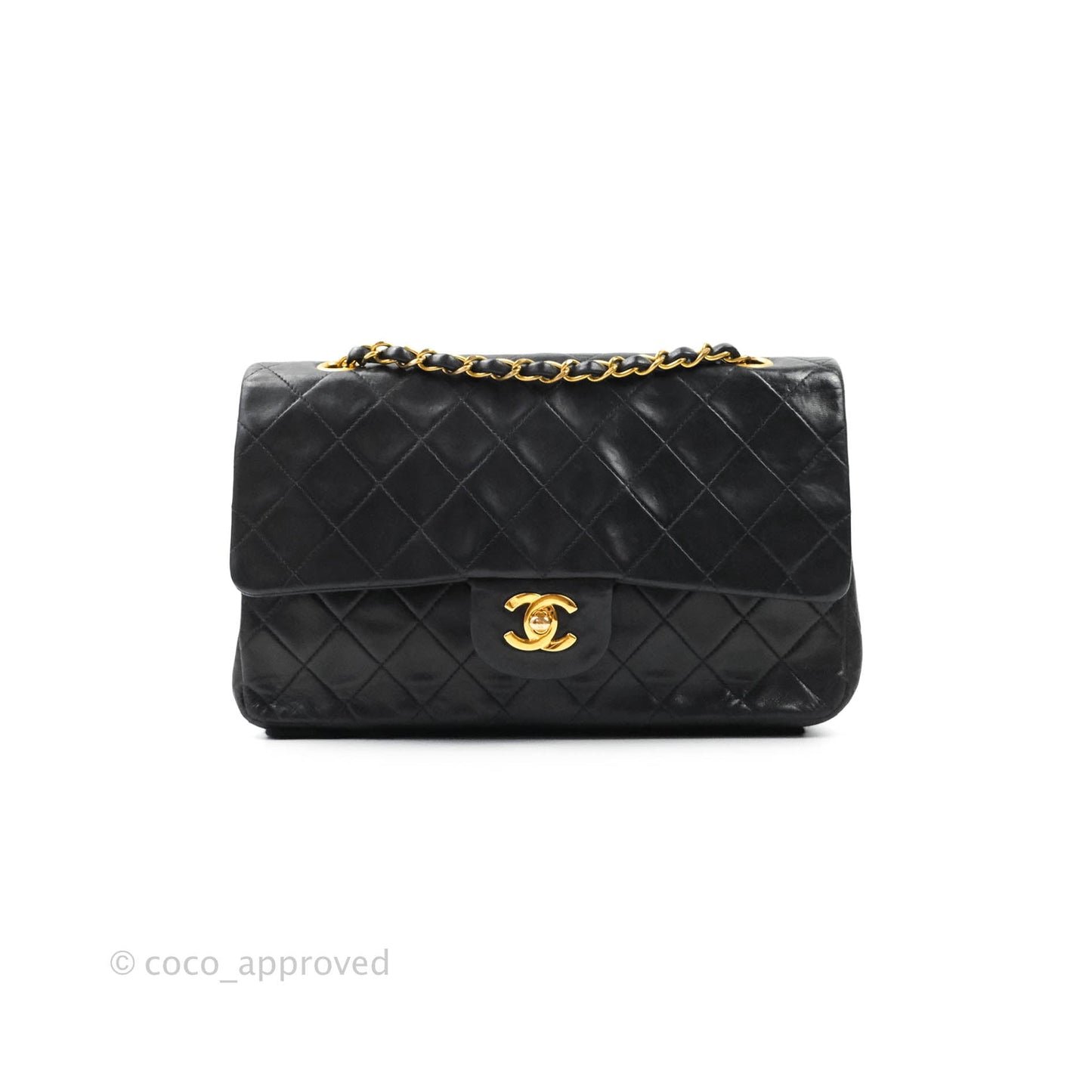 Chanel Vintage Classic Quilted Lambskin Flap Bag Black 24K Gold Hardware