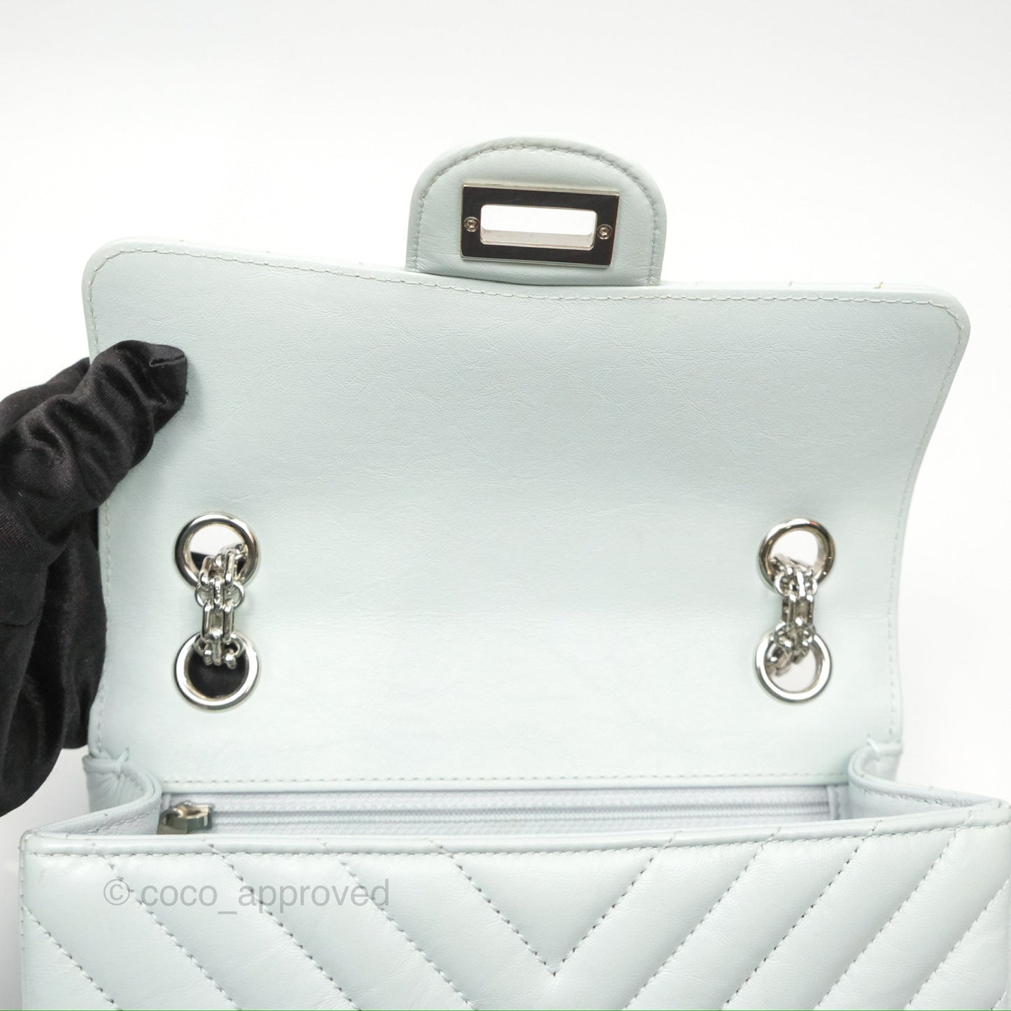 Chanel Mini Reissue 224 Blue Aged Calfskin Silver Hardware