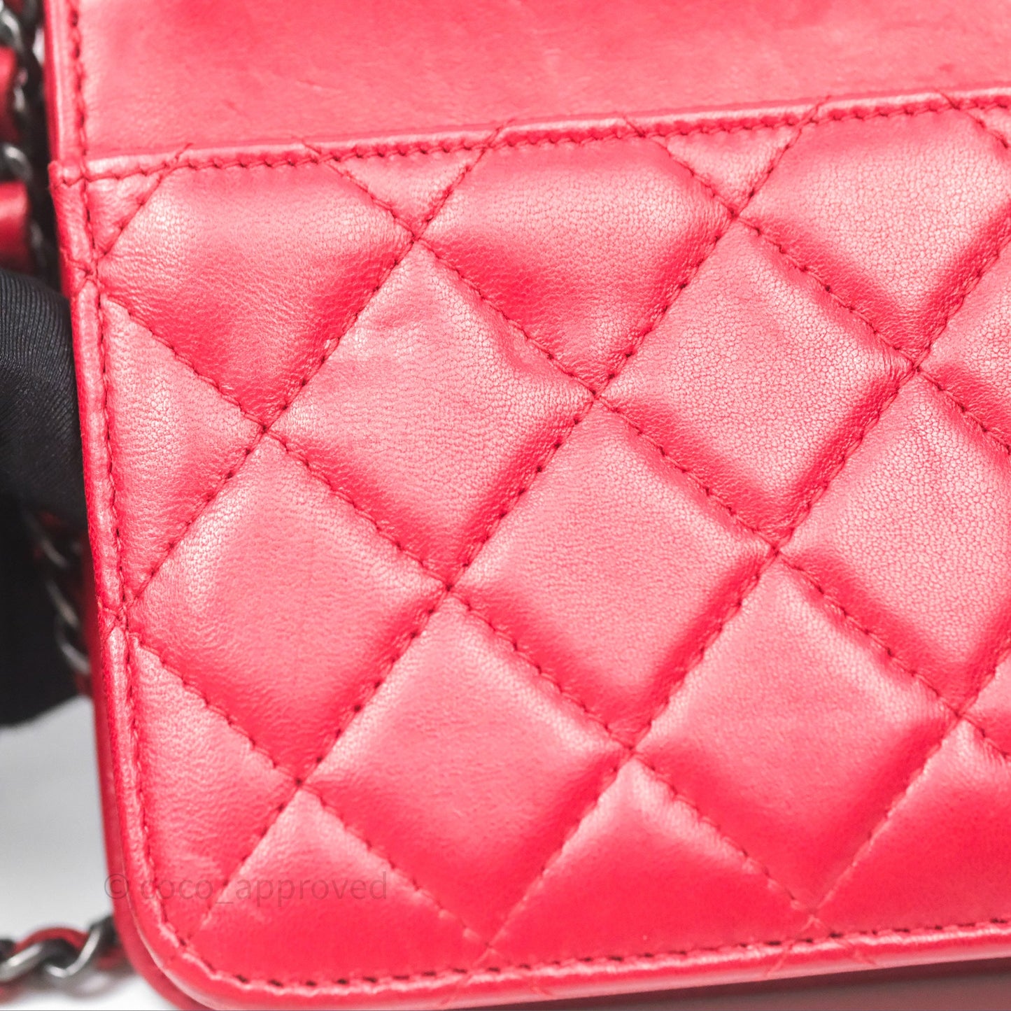 Chanel Boy Wallet on Chain WOC Red Lambskin Ruthenium Hardware