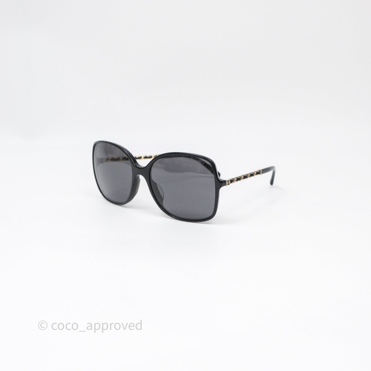 Chanel CC Chain-Link Square Sunglasses Black