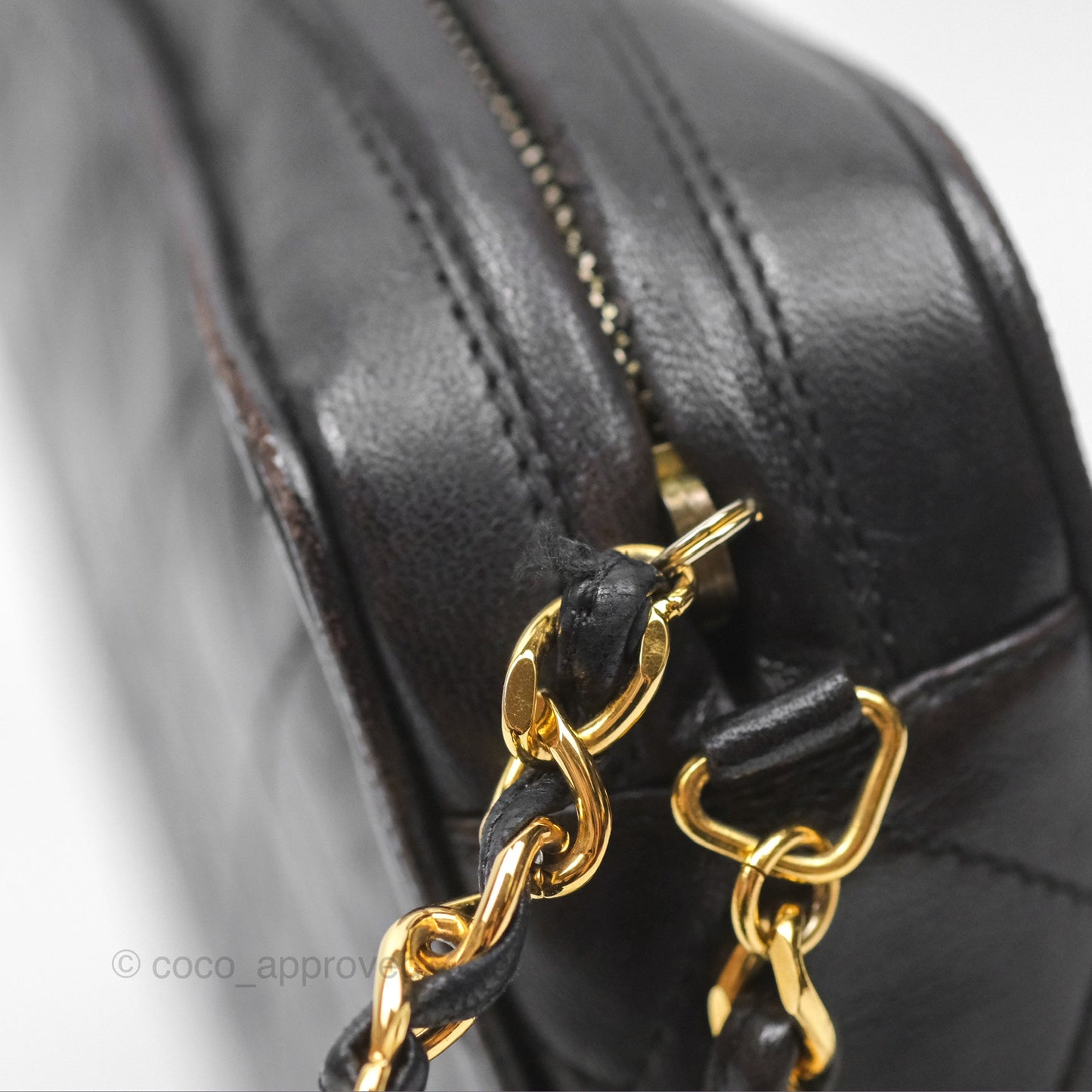 Chanel Vintage Small Camera Bag Black Lambskin Gold Hardware