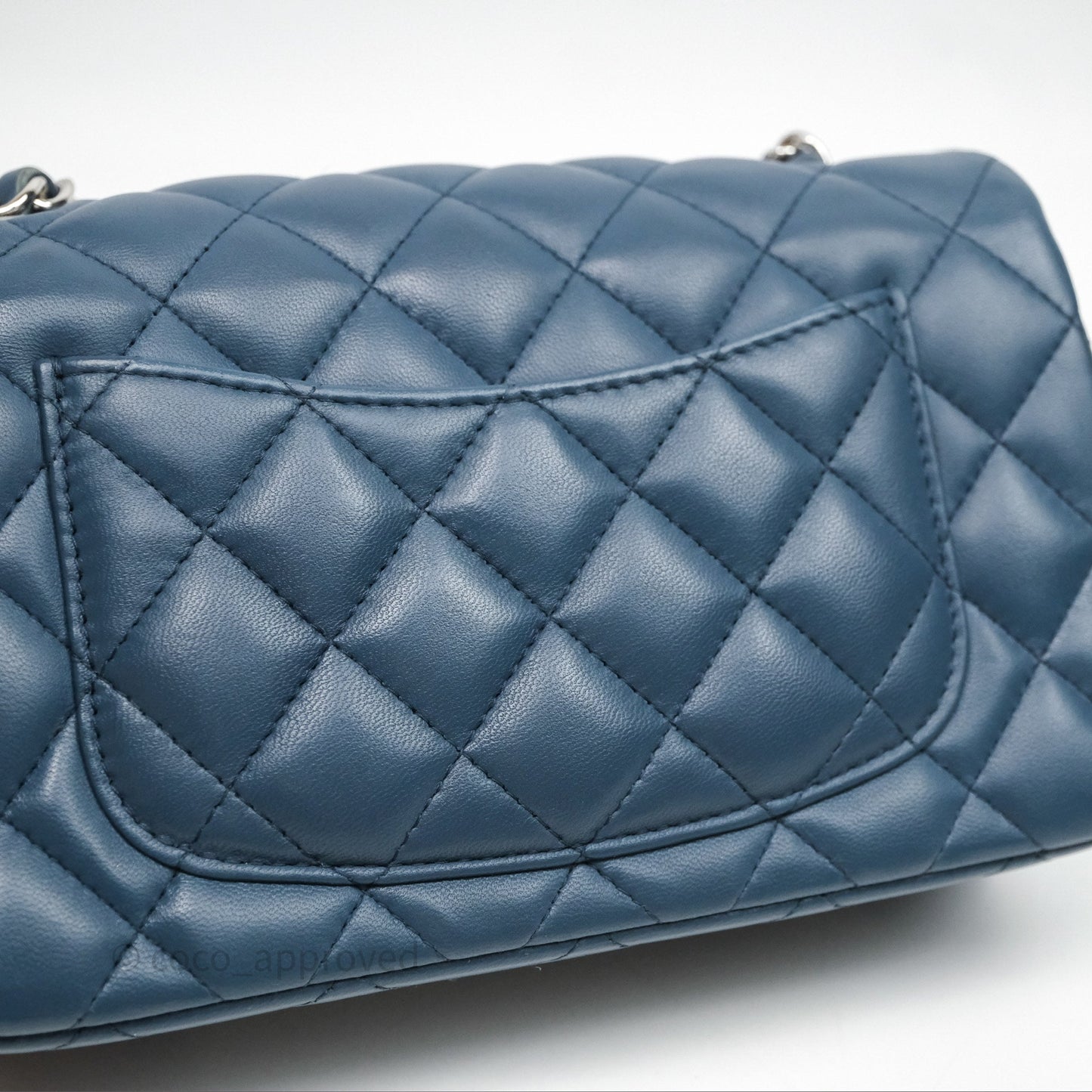 Chanel Quilted Mini Rectangular Navy Lambskin Silver Hardware