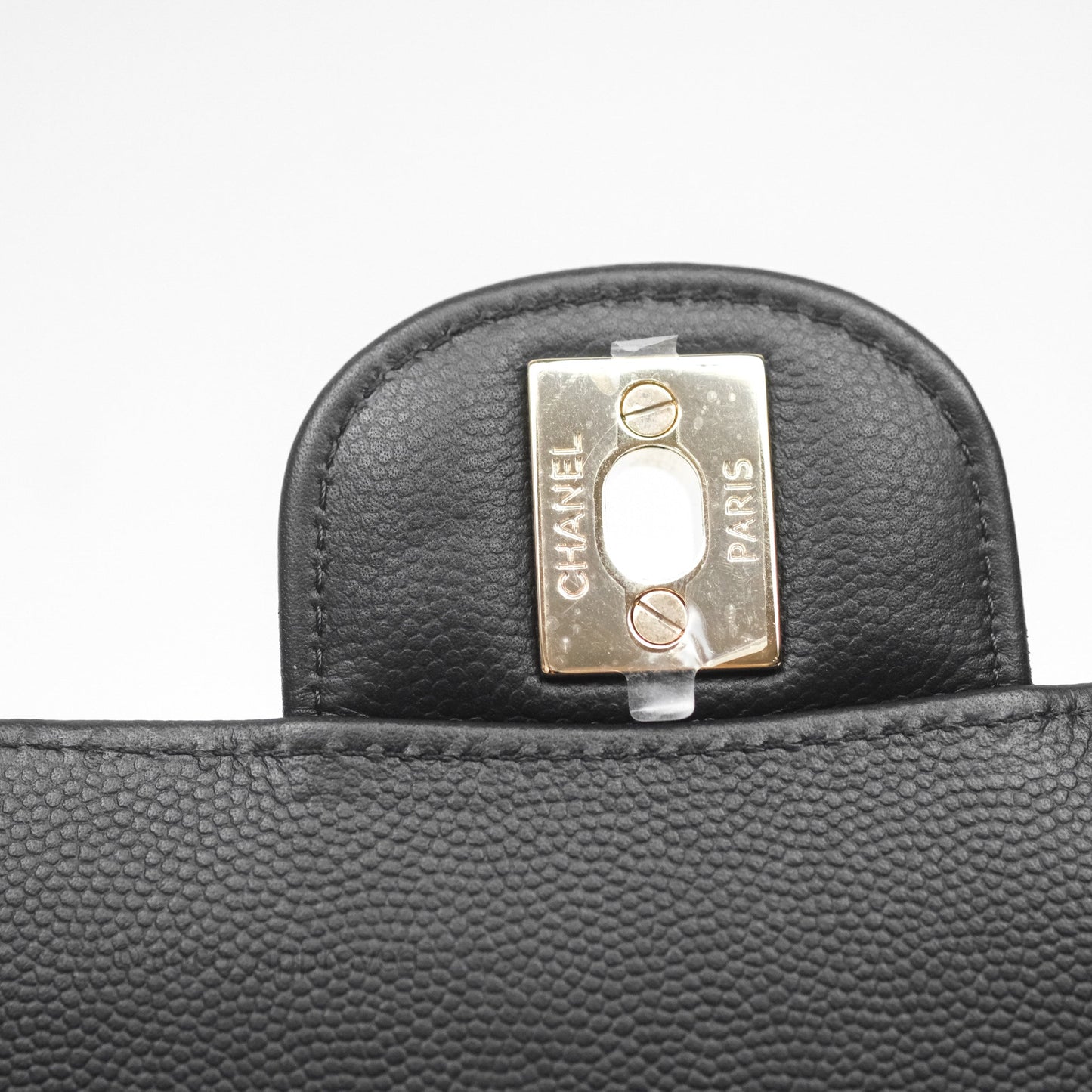 Chanel Classic M/L Medium Flap Chevron Black Caviar Gold Hardware
