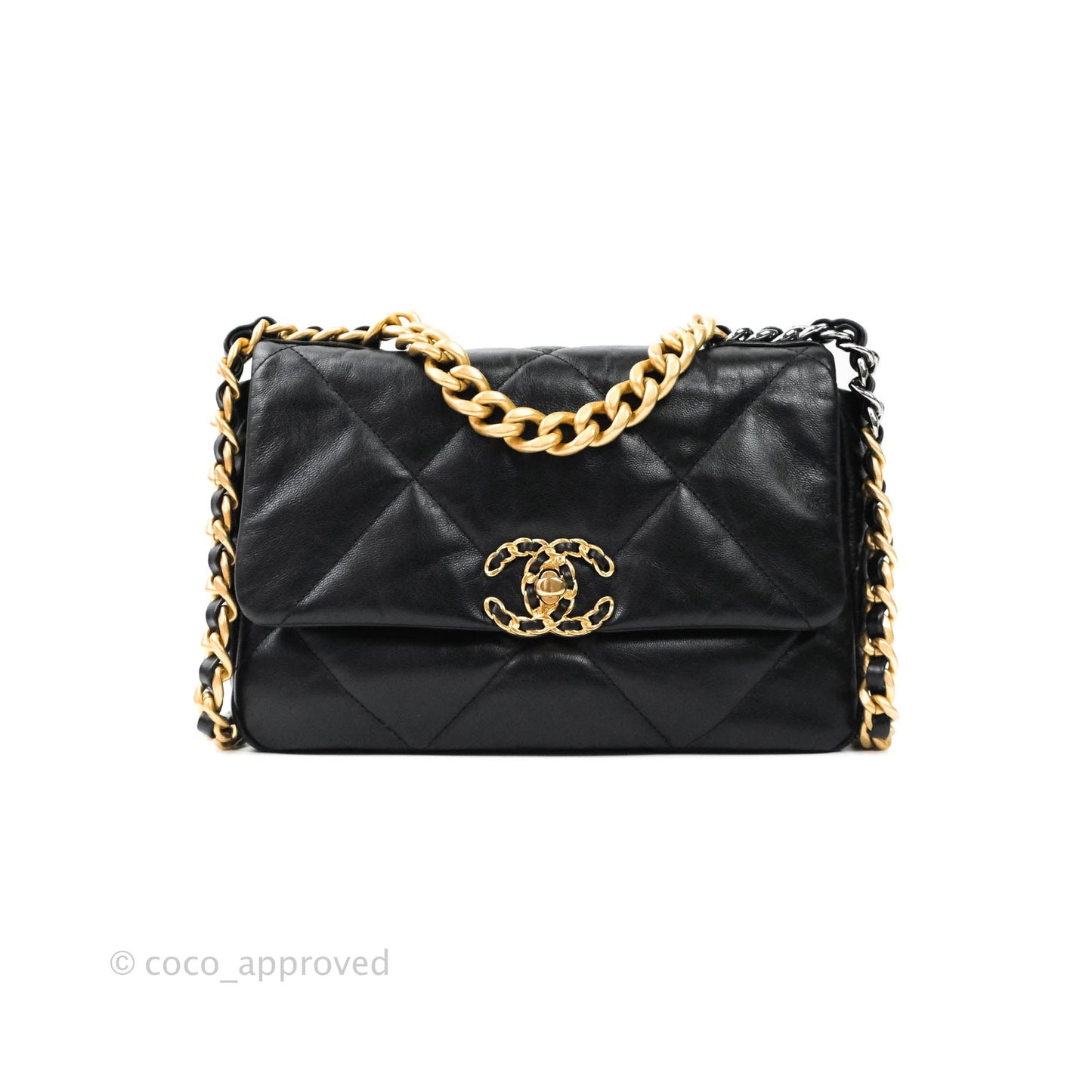 Chanel 19 Small Black Goatskin Mixed Hardware Goatskin