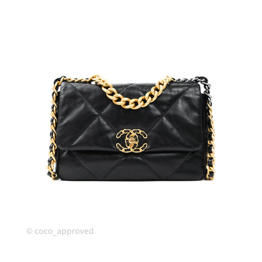 Chanel 19 Small Black Goatskin Mixed Hardware Goatskin