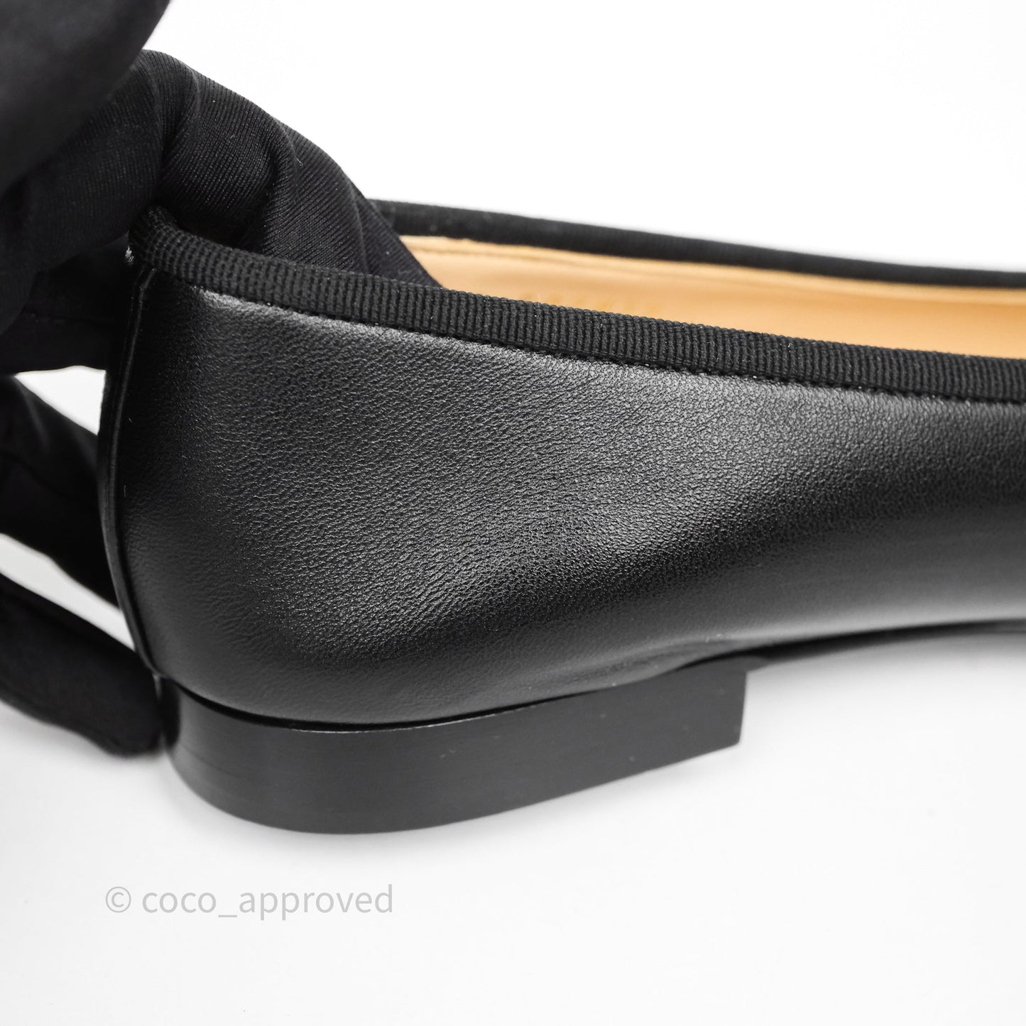 Chanel Calfskin Black Patent Cap-Toe Ballet Flats Size 37