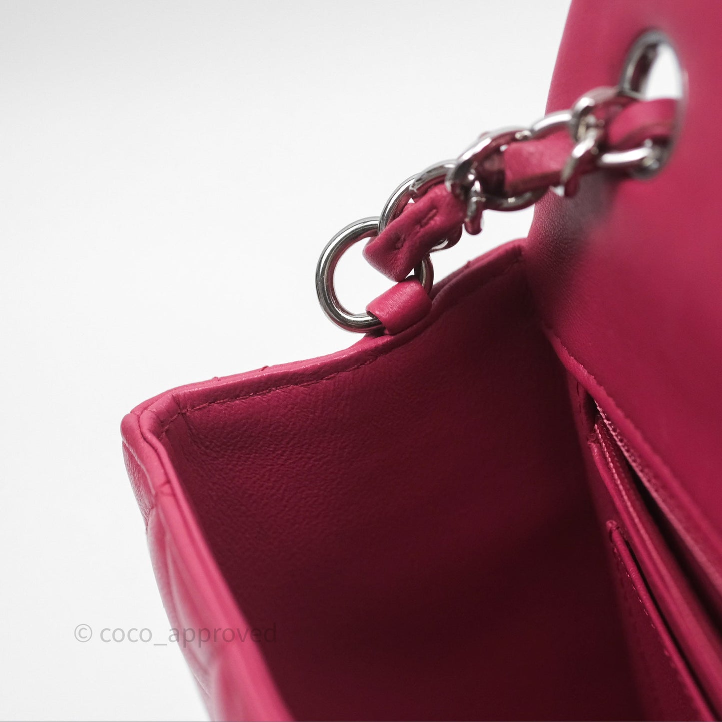 Chanel Quilted Mini Rectangular Flap Dark Pink Lambskin Silver Hardware