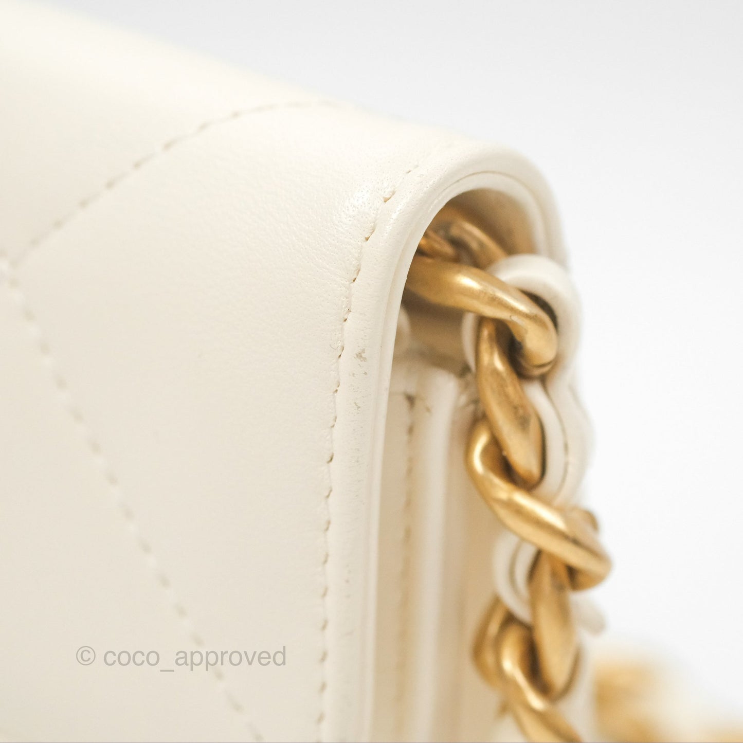 Chanel 19 Clutch With Chain Ivory White Lambskin Mixed Hardware