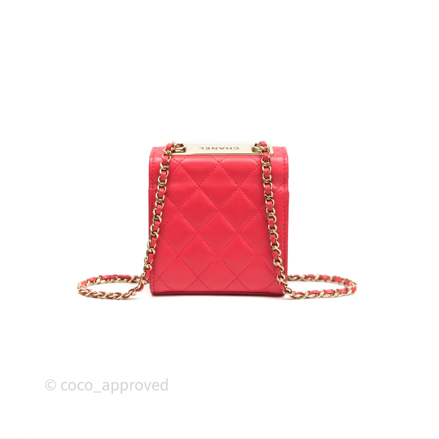 Chanel Mini Quilted Trendy CC Clutch With Chain Red Lambskin Gold Hardware