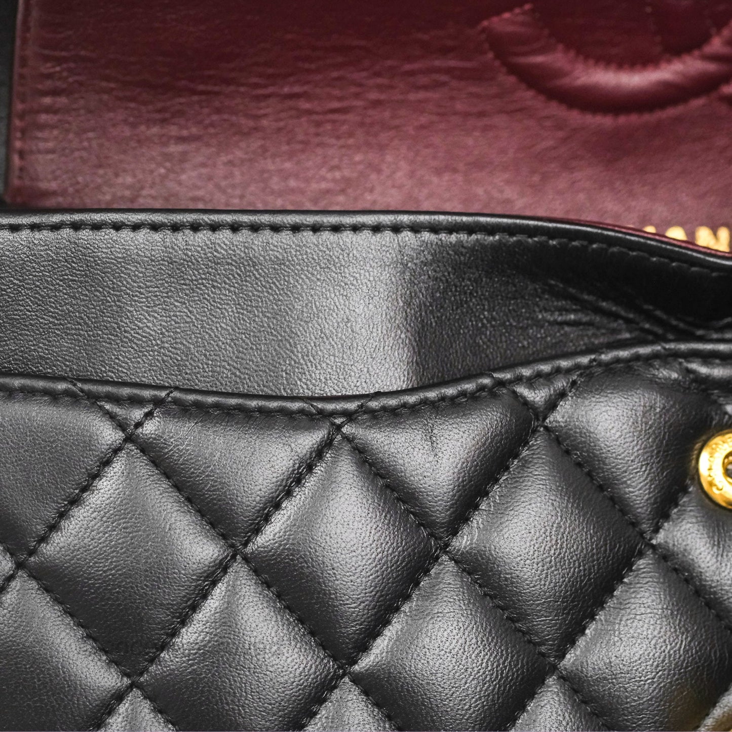 Chanel Classic M/L Medium Flap Quilted Black Lambskin 24K Gold Hardware