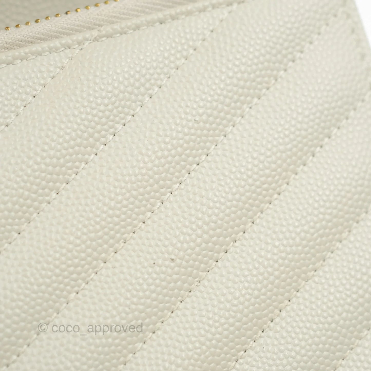 Saint Laurent Envelope Wallet On Chain Grained Leather Crema Soft Gold Hardware