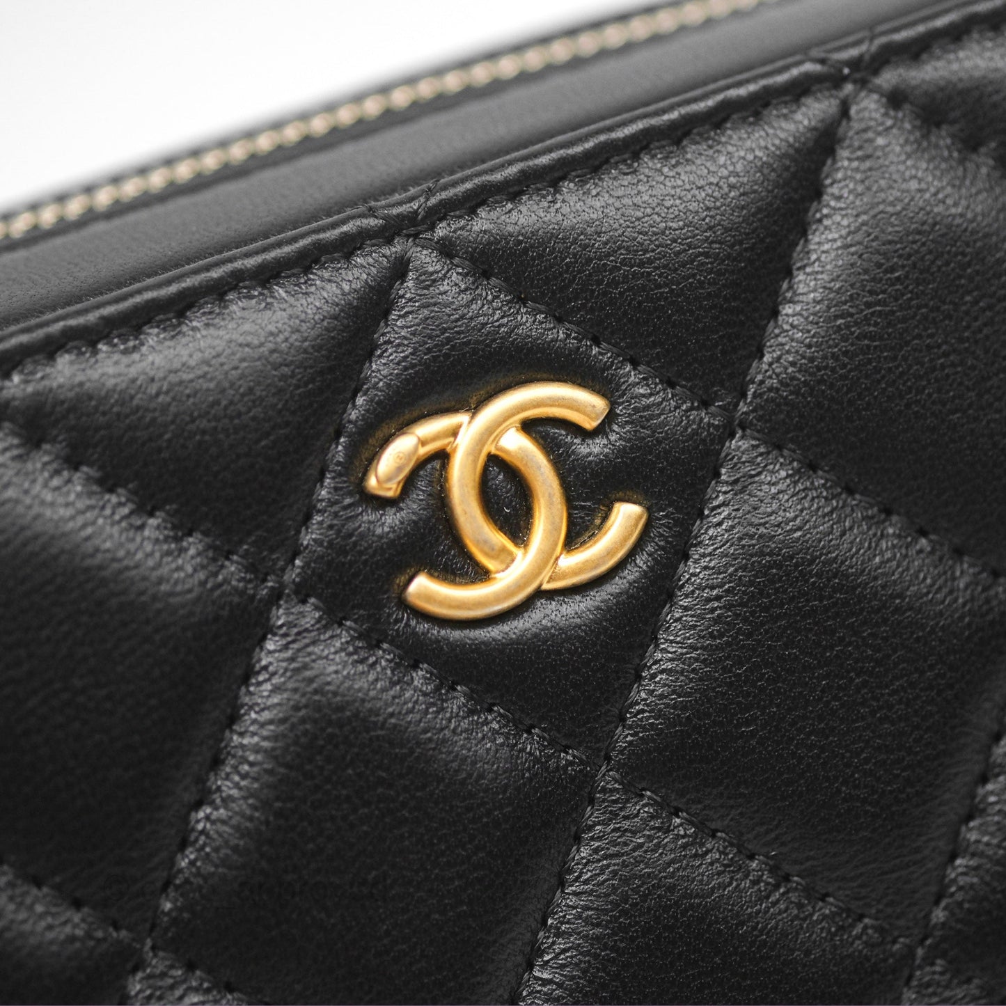 Chanel Pearl Crush Mini Camera Case Quilted Black Lambskin Aged Gold Hardware