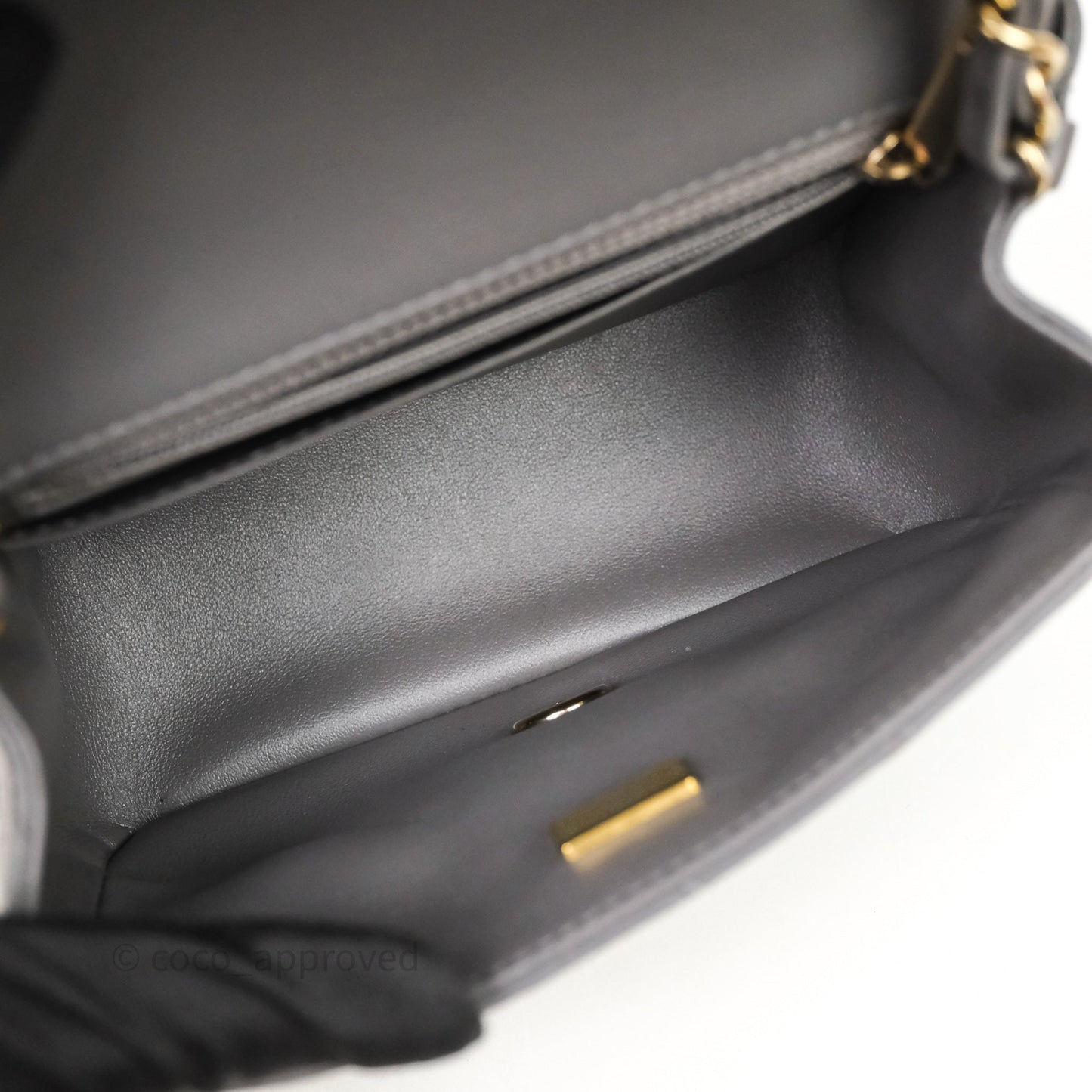 Chanel Mini Square Quilted Grey Lambskin Gold Hardware