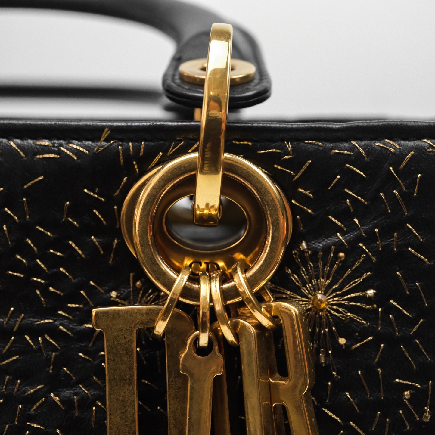 Christian Dior Medium Lady Dior Limited Edition The Moon In My EyesBag Black Calfskin Gold Hardware