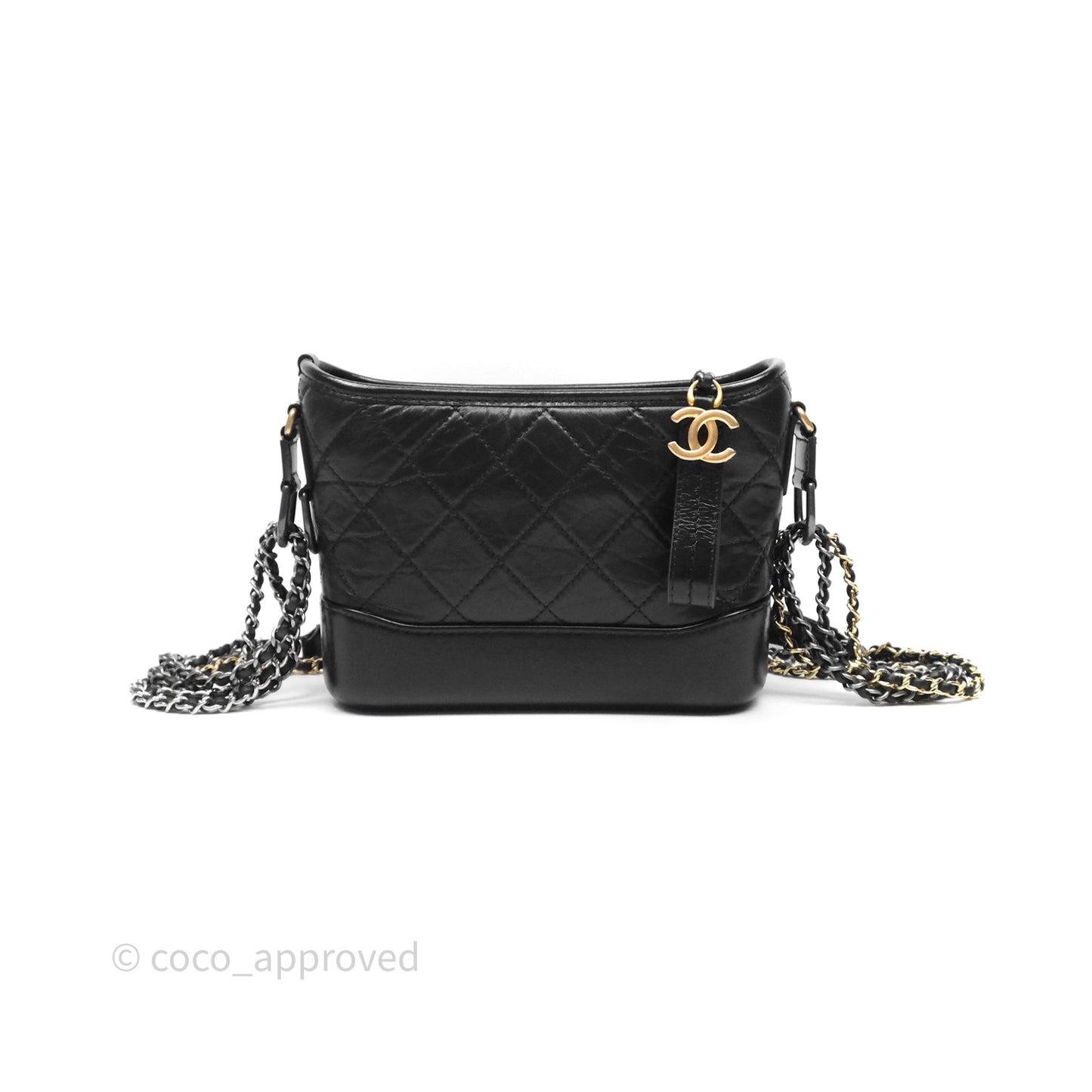 Chanel Small Gabrielle Hobo Quilted Black Aged Calfskin