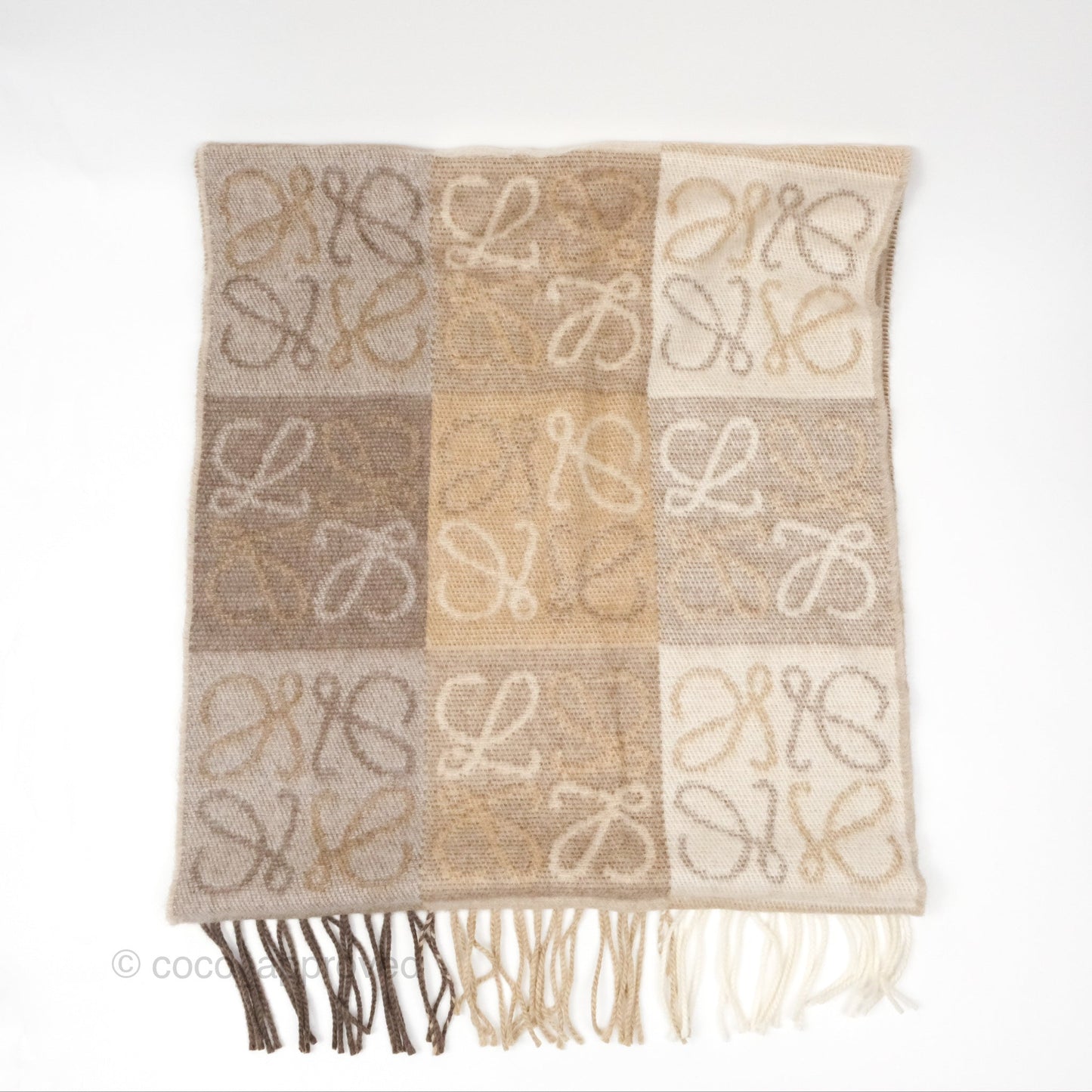 Loewe Anagram Wool Cashmere Scarf Beige