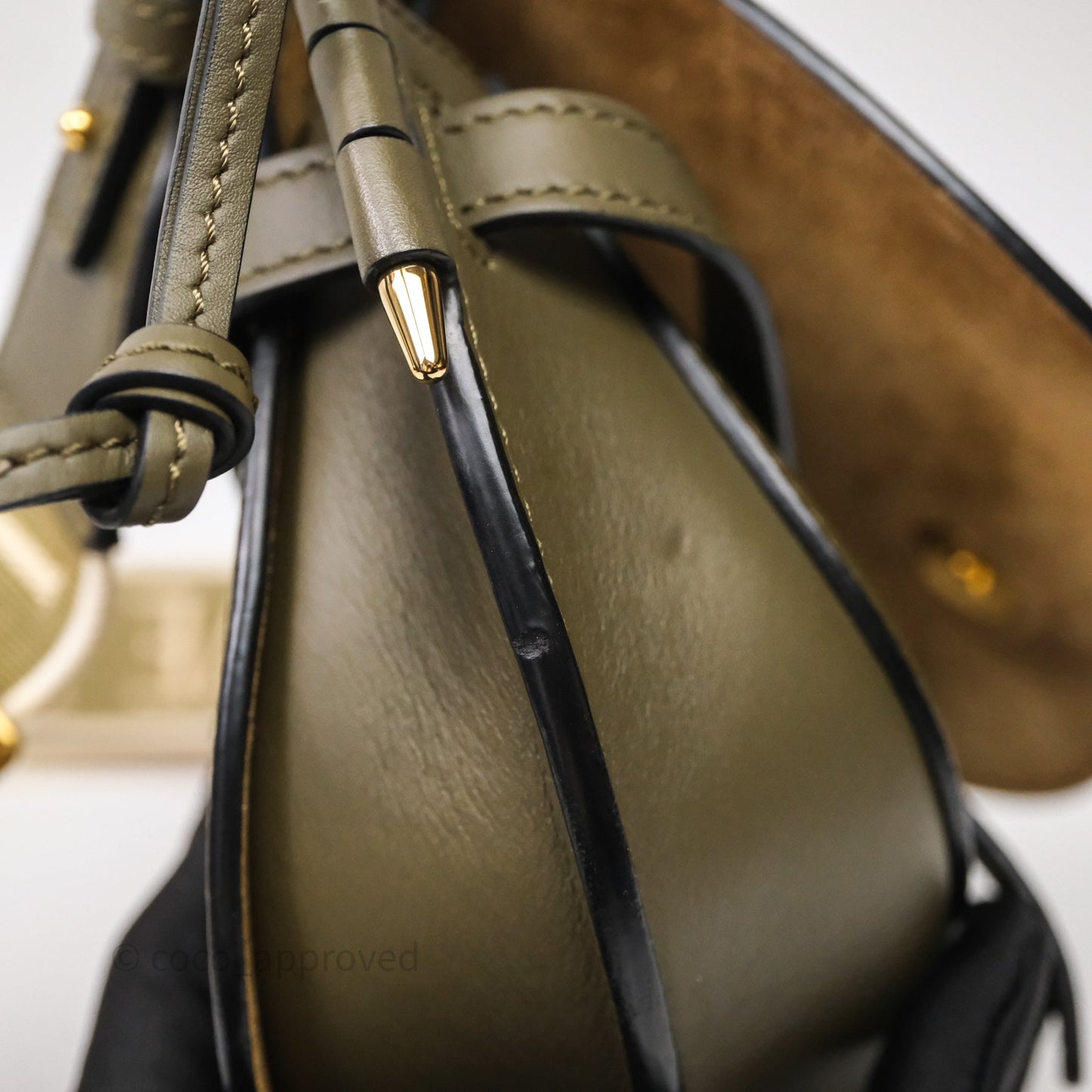 Loewe Mini Gate Dual Bag Soft Calfskin & Jacquard Strap Autumn Green