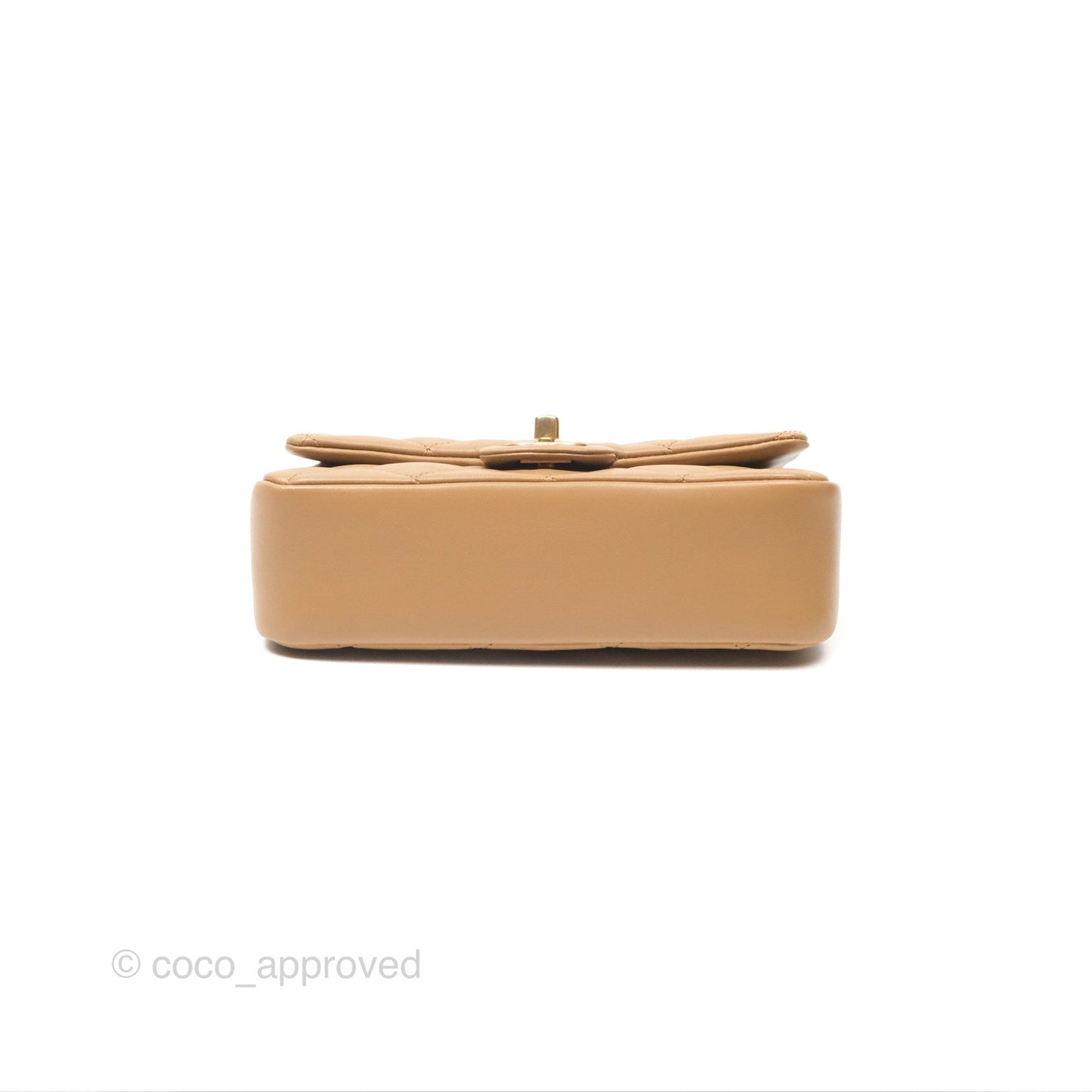 Chanel Mini Flap Bag With Heart CC Charm Beige Lambskin Aged Gold Hardware 22B