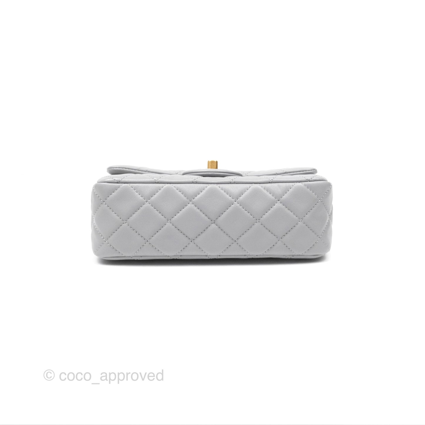 Chanel Mini Rectangular Pearl Crush Grey Lambskin Aged Gold Hardware
