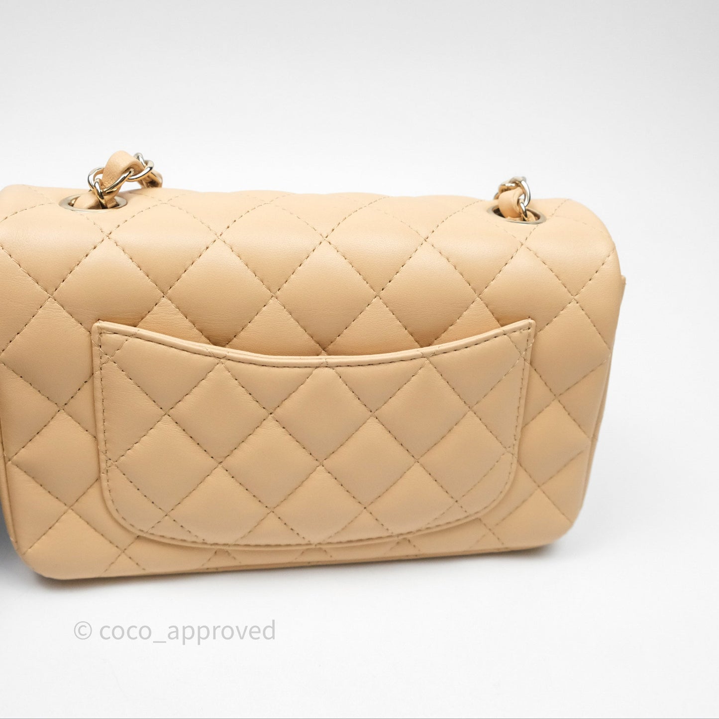 Chanel Mini Rectangular Quilted Beige Lambskin Gold Hardware