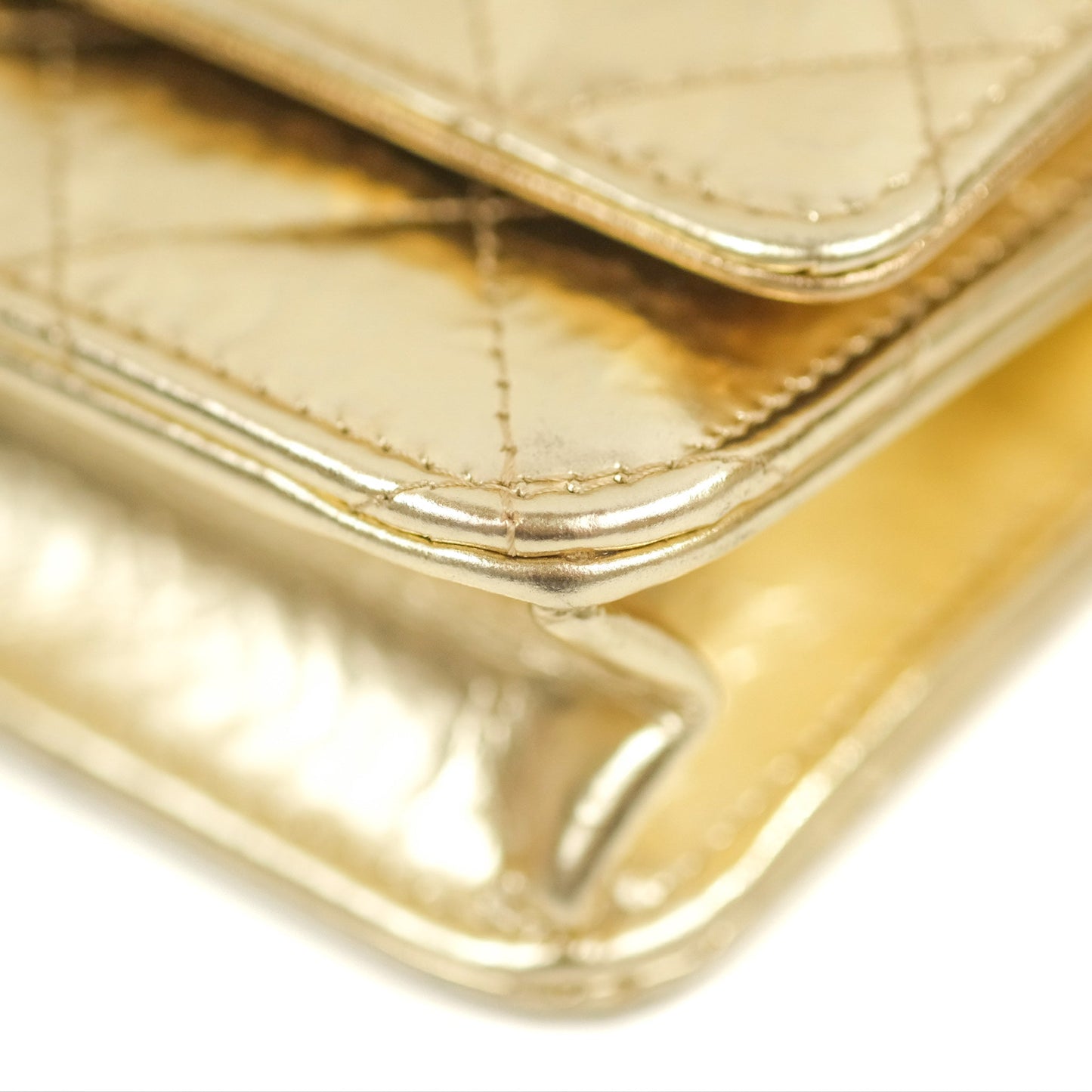 Chanel Quilted Classic Wallet on Chain WOC Metallic Gold Calfskin Gold Hardware