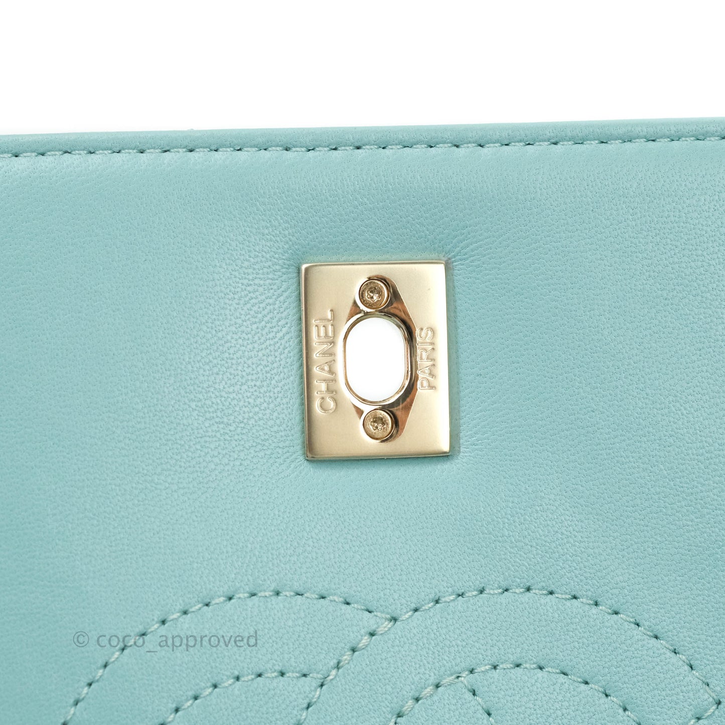 Chanel Trendy CC Chevron Lambskin Flap Bag Tiffany Blue Gold Hardware
