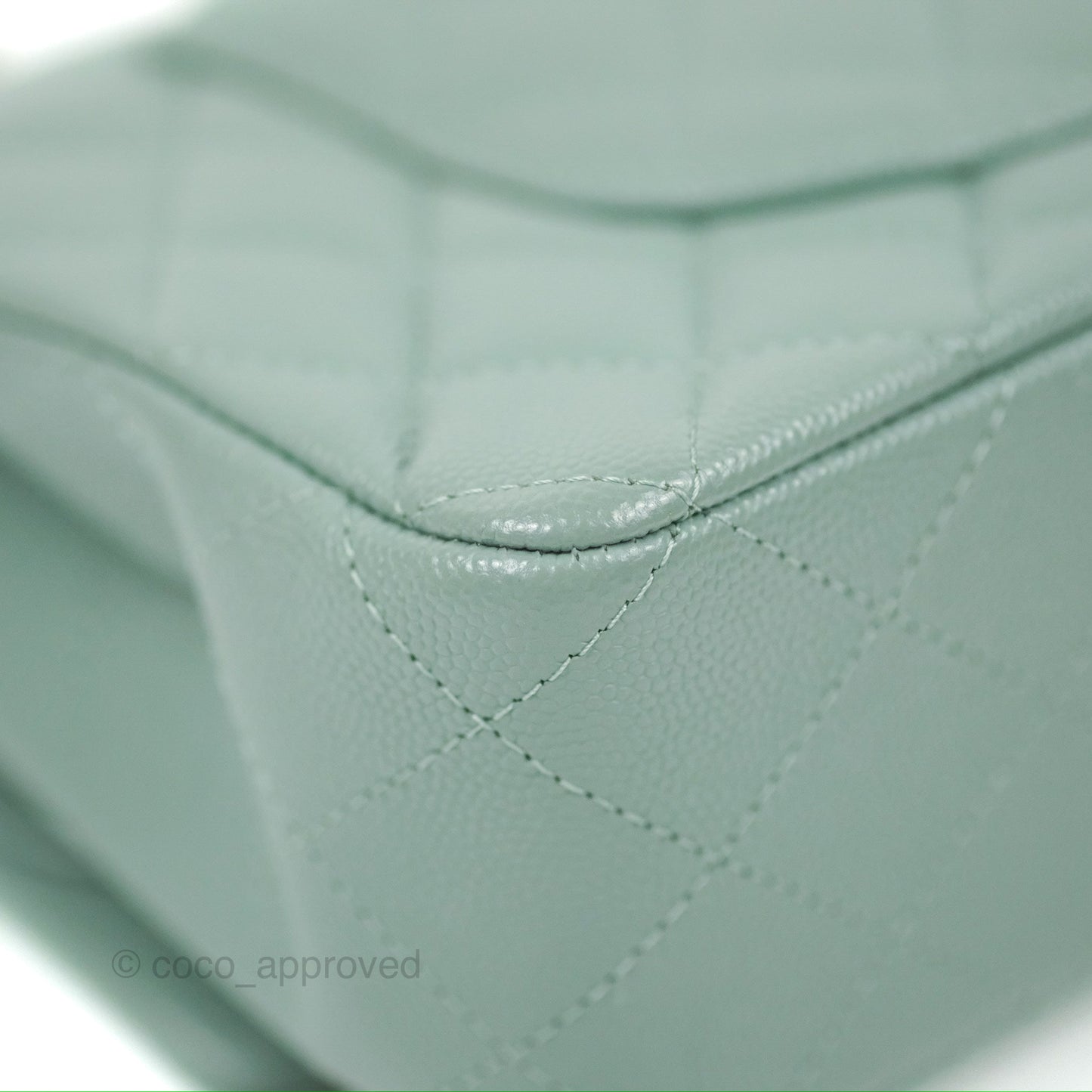 Chanel Classic M/L Medium Flap Quilted Tiffany Green Caviar Gold Hardware