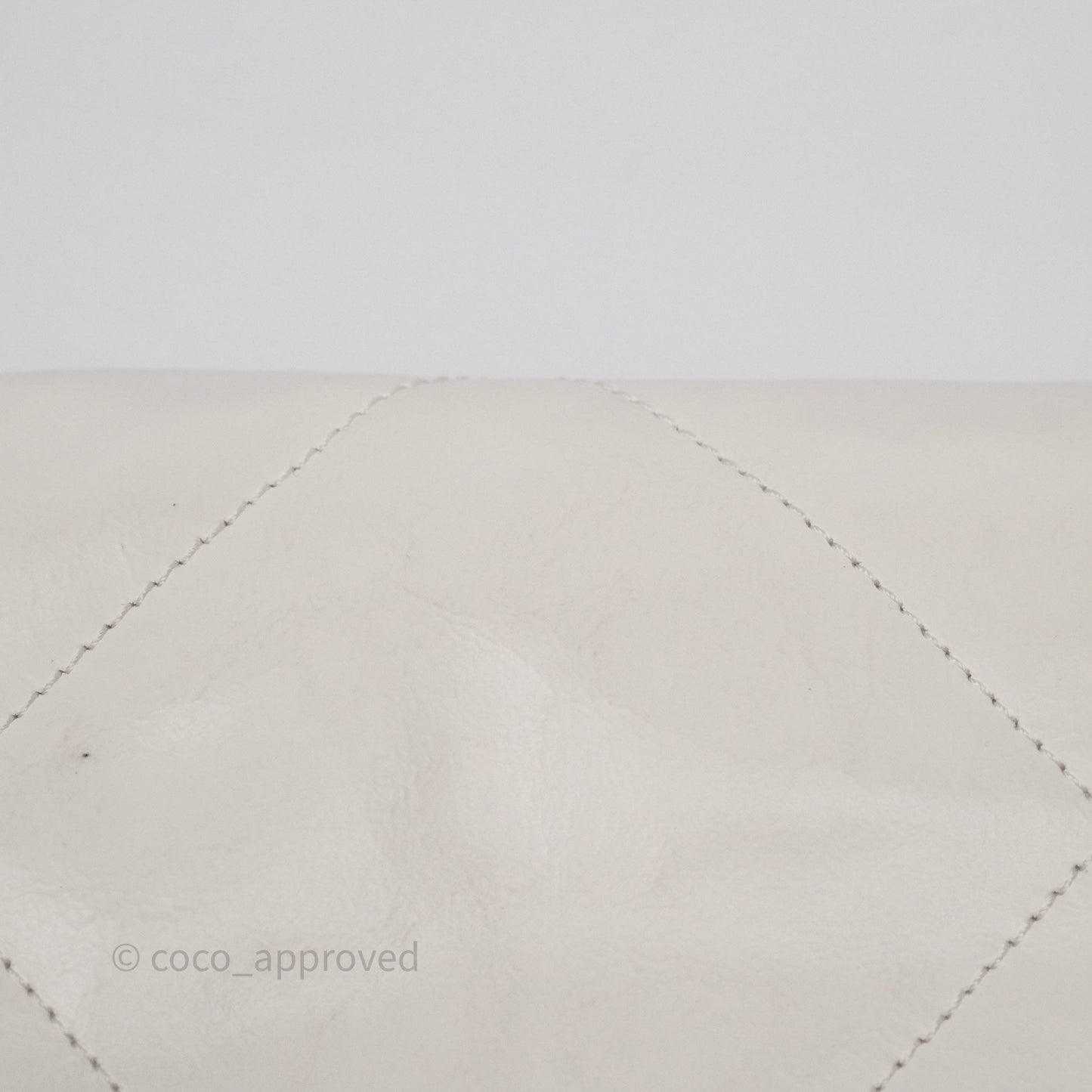 Chanel 22 Small White Aged Calfskin Black Logo Aged Gold Hardware