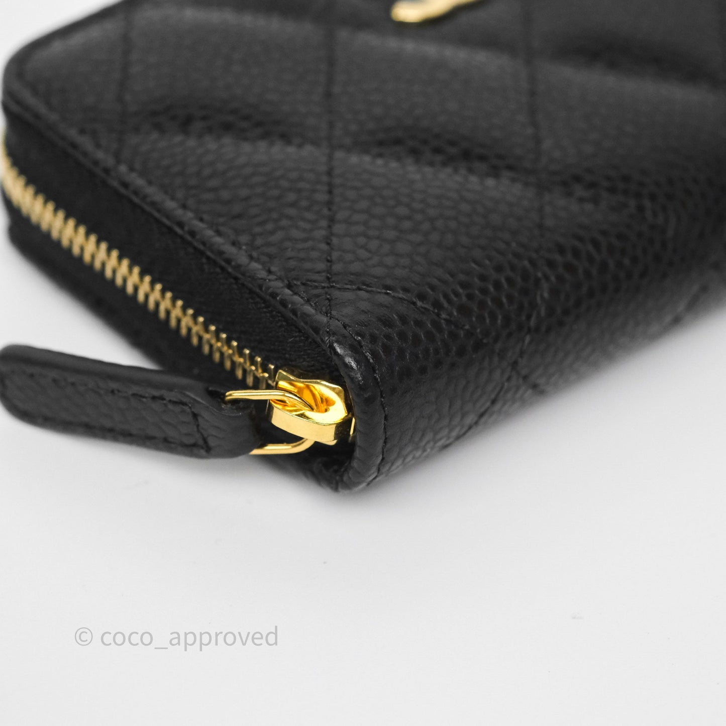 Chanel Classic Zipped Coin Purse Black Caviar Gold Hardware