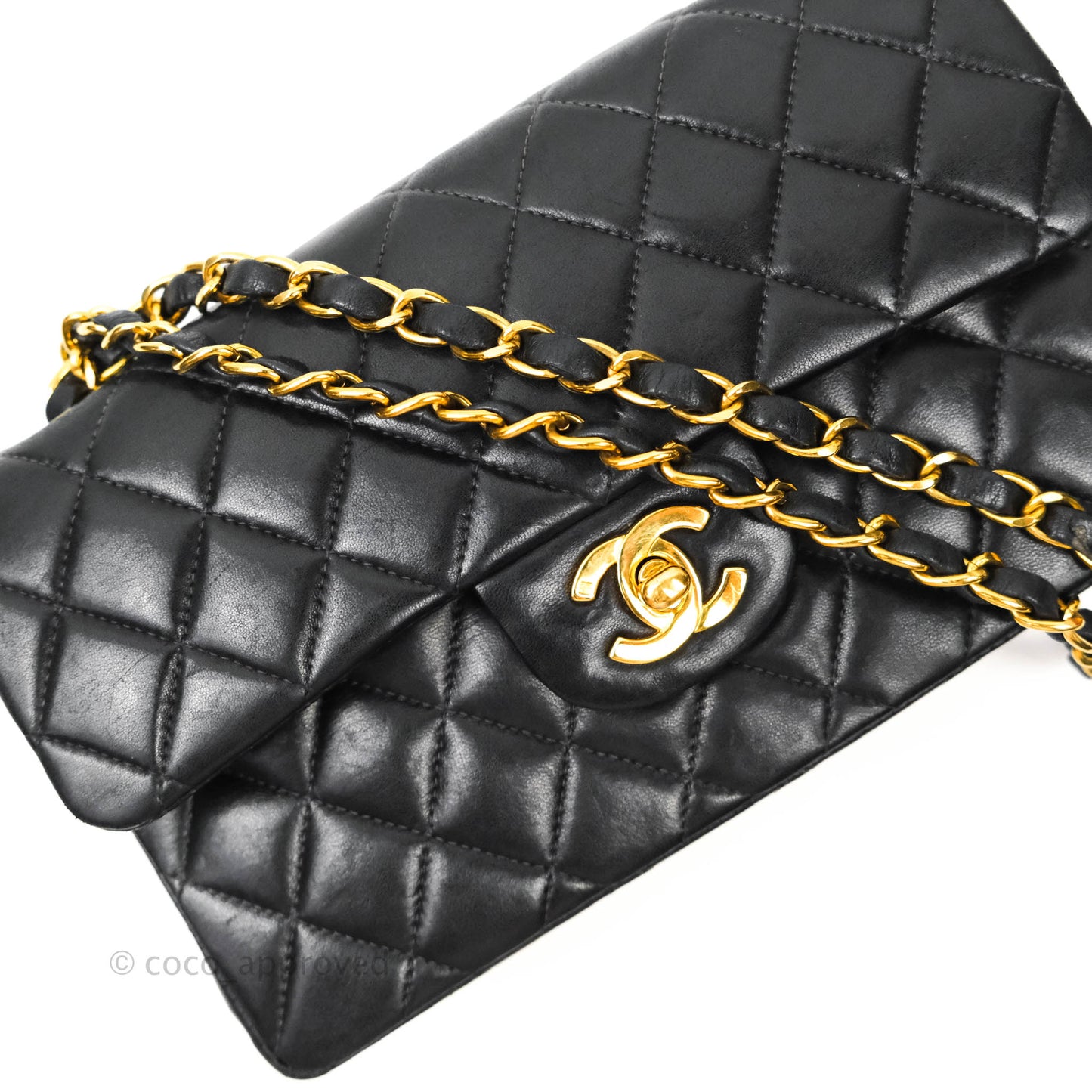 Chanel Classic Vintage Small S/M Flap Black Lambskin 24K Gold Hardware