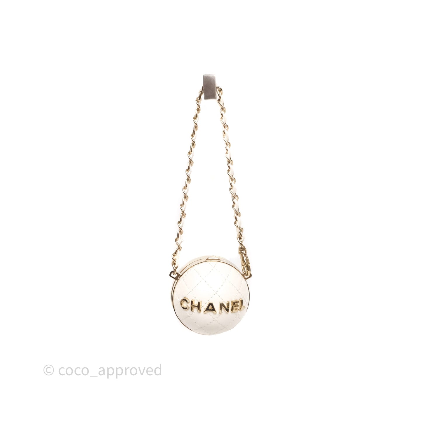 Chanel Mini Ball Bag Charm White Lambskin Gold Hardware